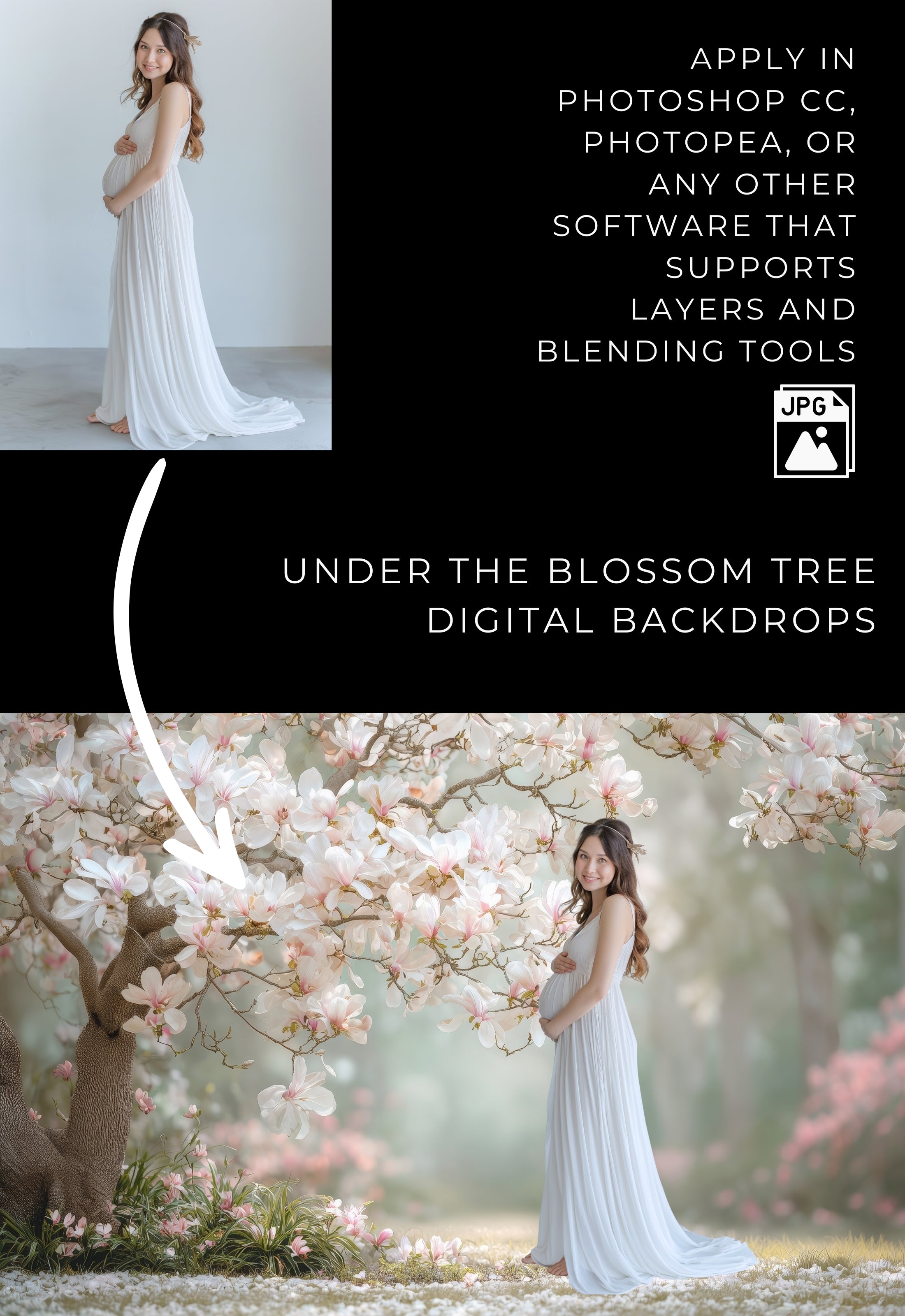 Under the Blossom Tree Spring Digital Backdrops