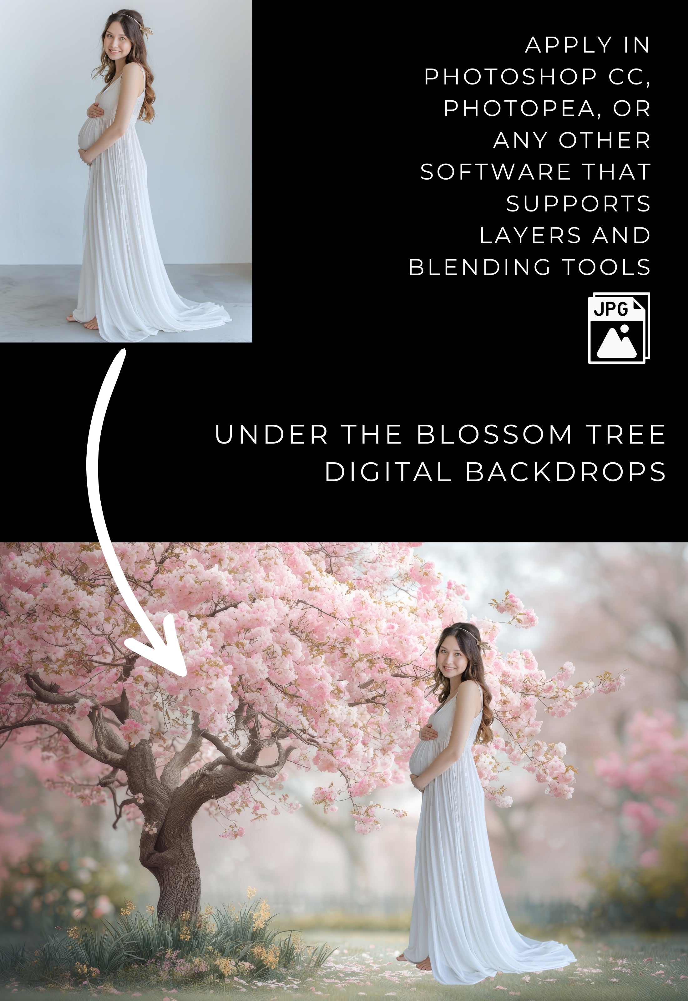 Under the Blossom Tree Spring Digital Backdrops