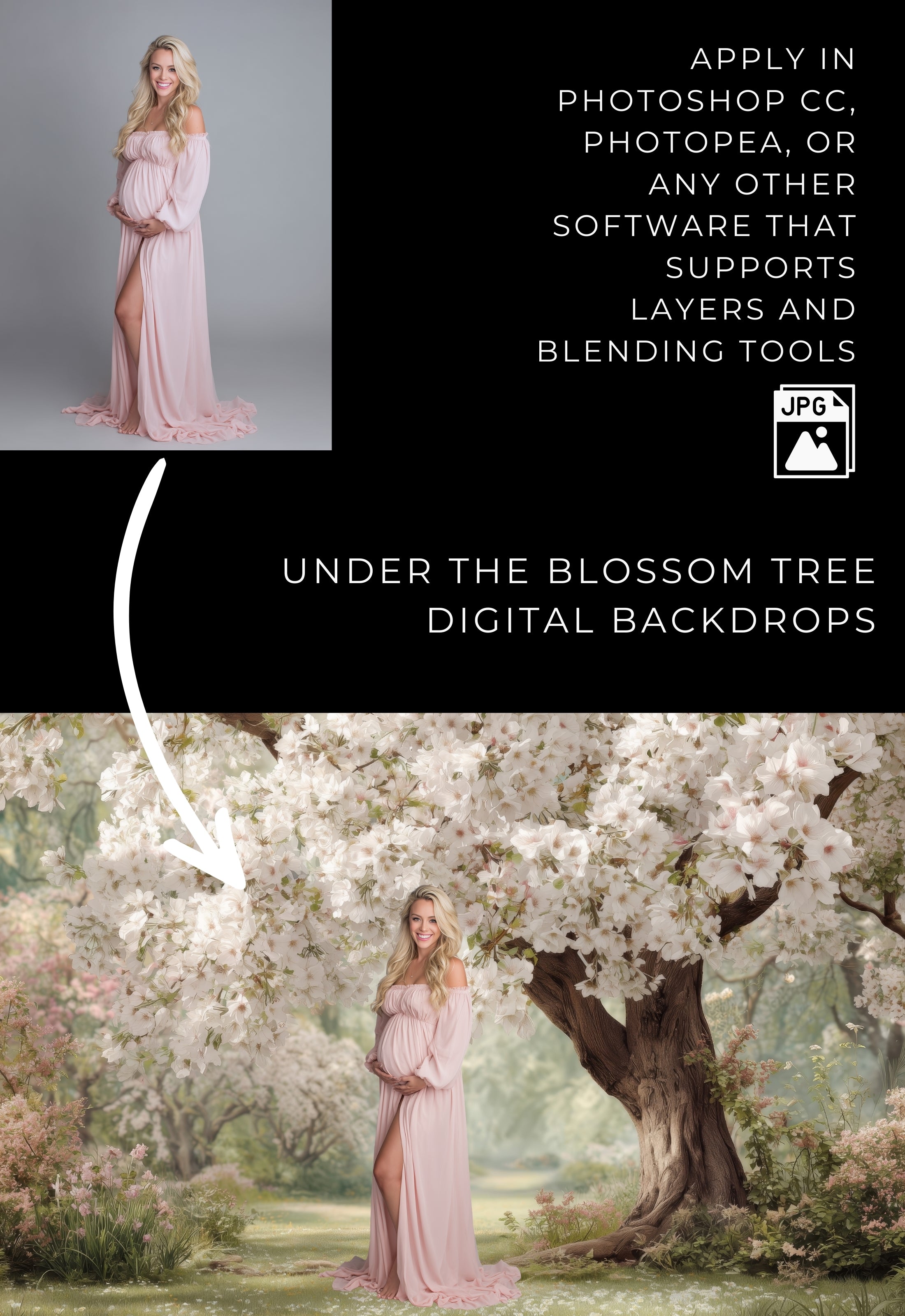 Under the Blossom Tree Spring Digital Backdrops