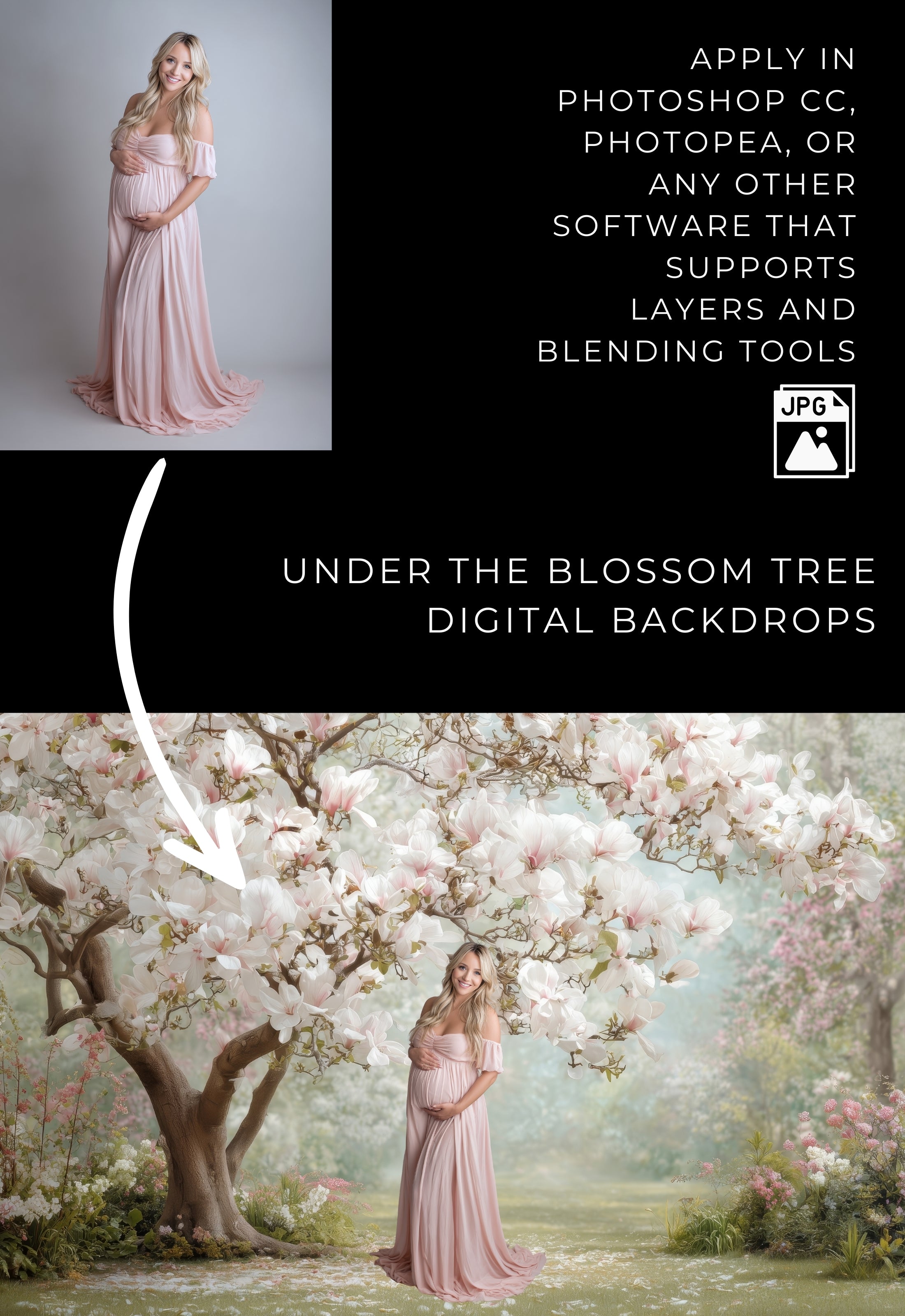 Under the Blossom Tree Spring Digital Backdrops