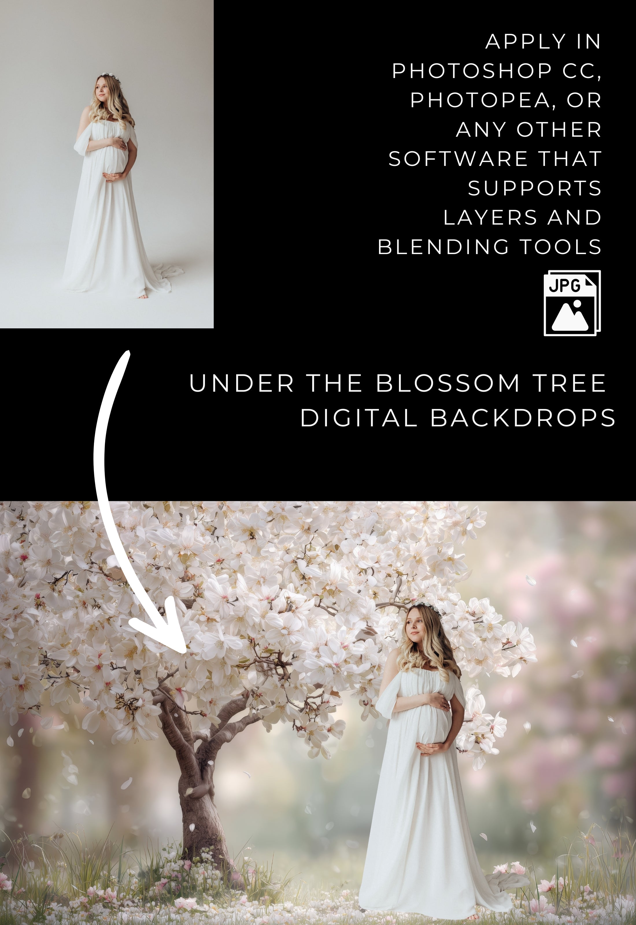 Under the Blossom Tree Spring Digital Backdrops