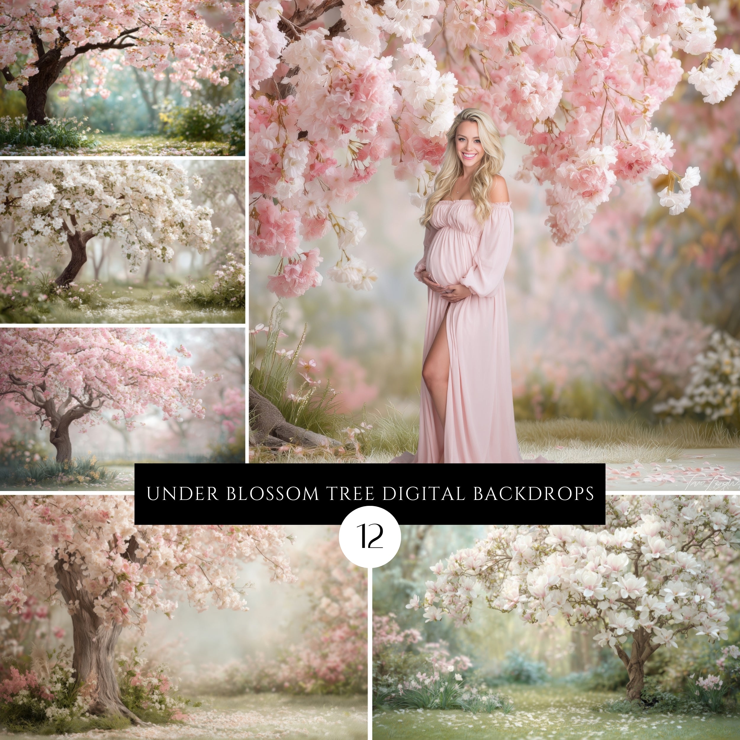 Under the Blossom Tree Spring Digital Backdrops