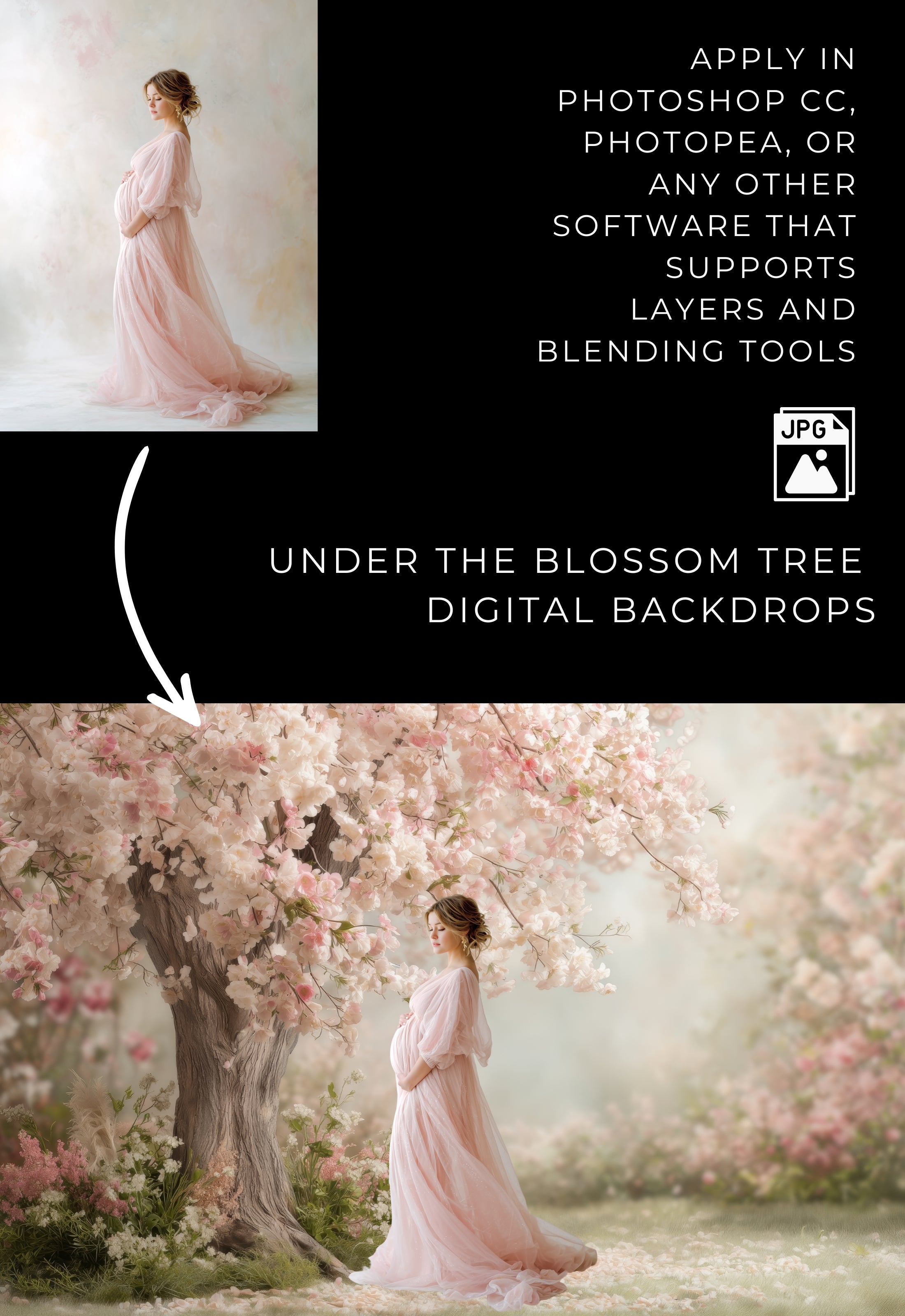Under the Blossom Tree Spring Digital Backdrops