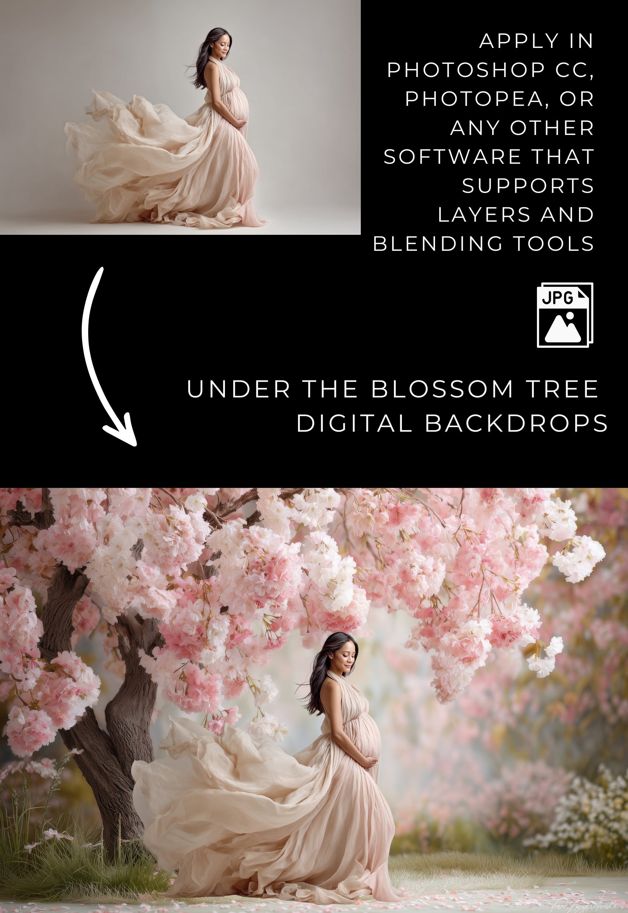 Under the Blossom Tree Spring Digital Backdrops