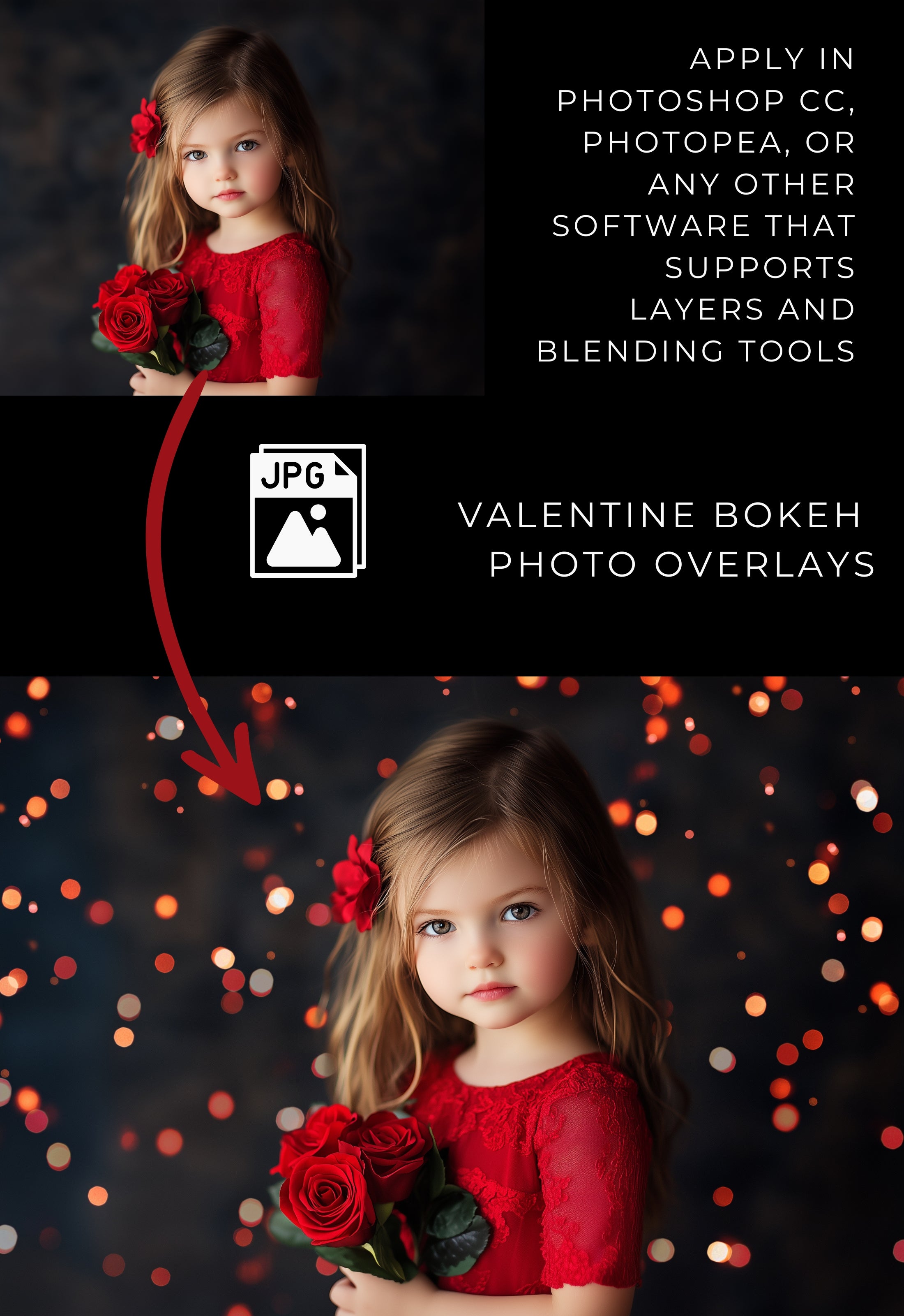 Valentine Bokeh Light Photo Overlays