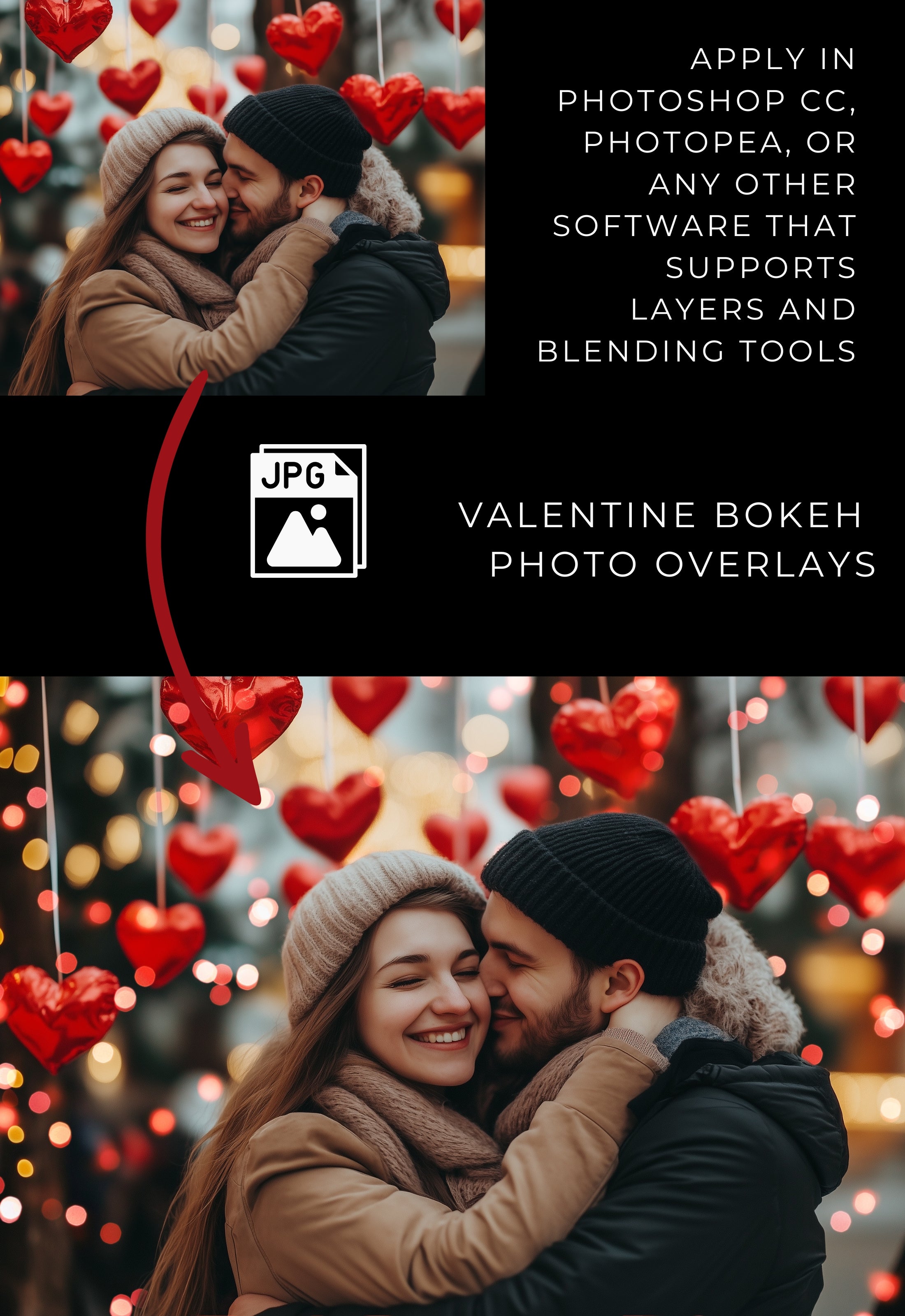 Valentine Bokeh Light Photo Overlays