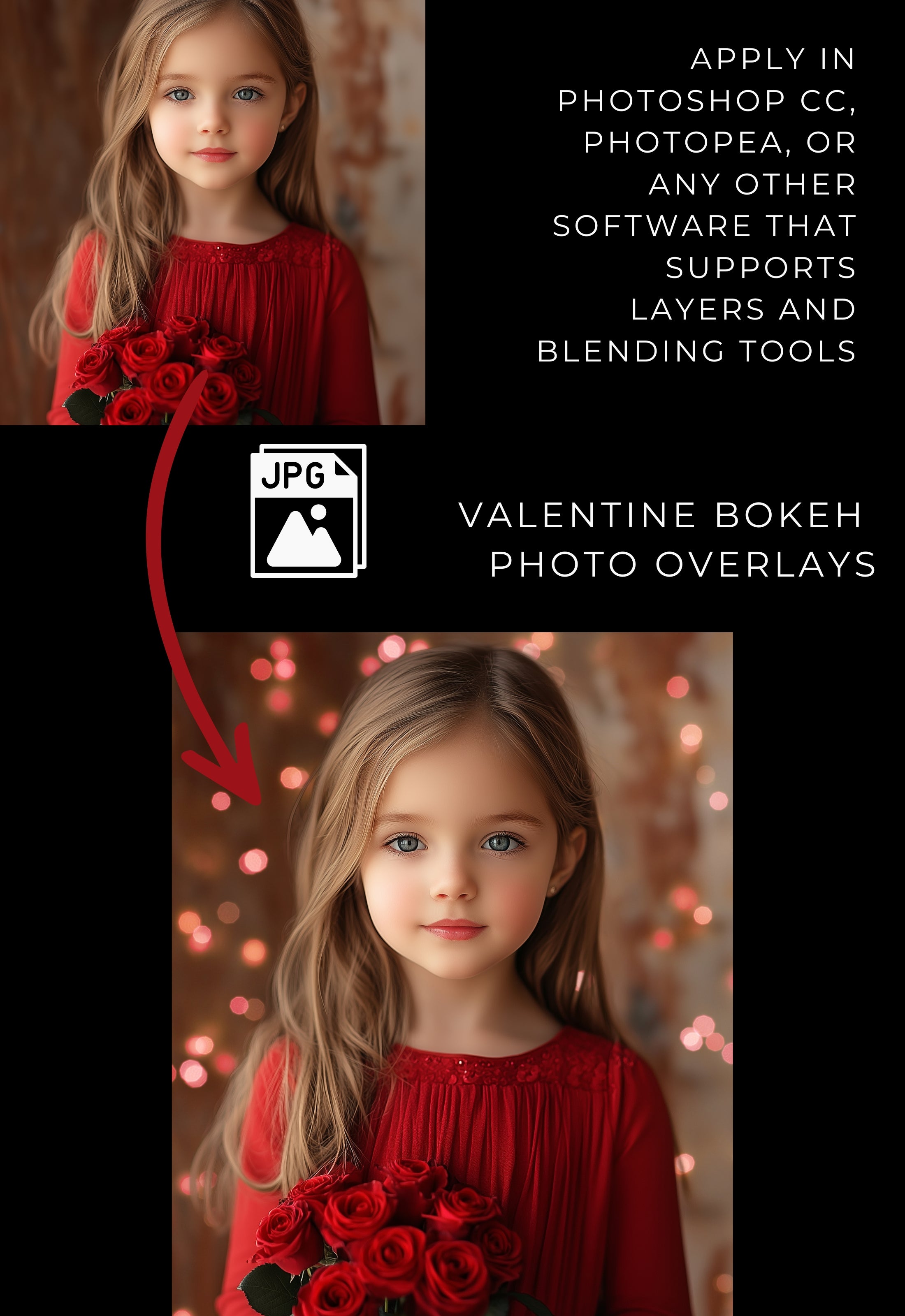 Valentine Bokeh Light Photo Overlays