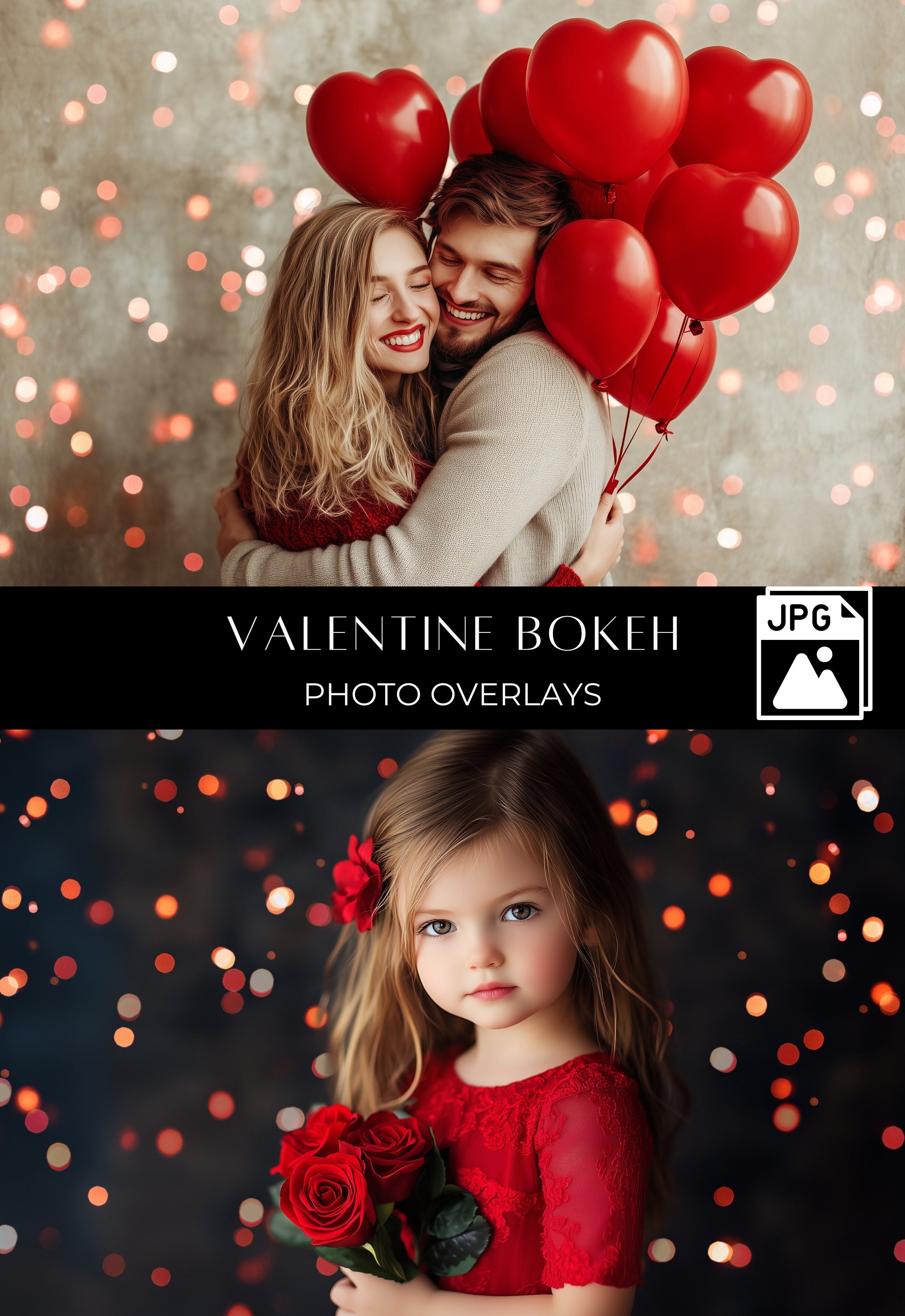 Valentine Bokeh Light Photo Overlays
