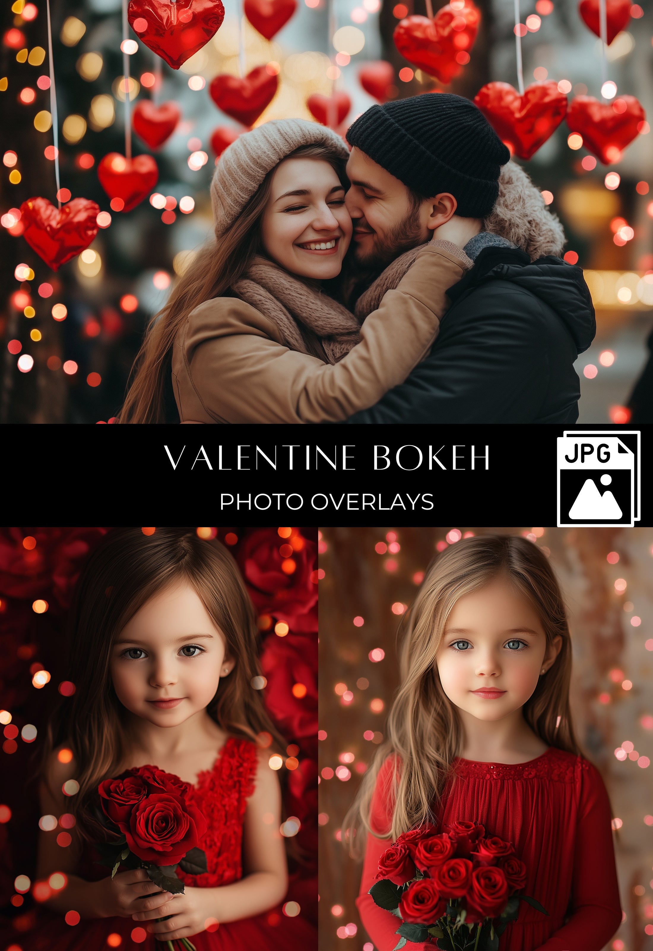 Valentine Bokeh Light Photo Overlays