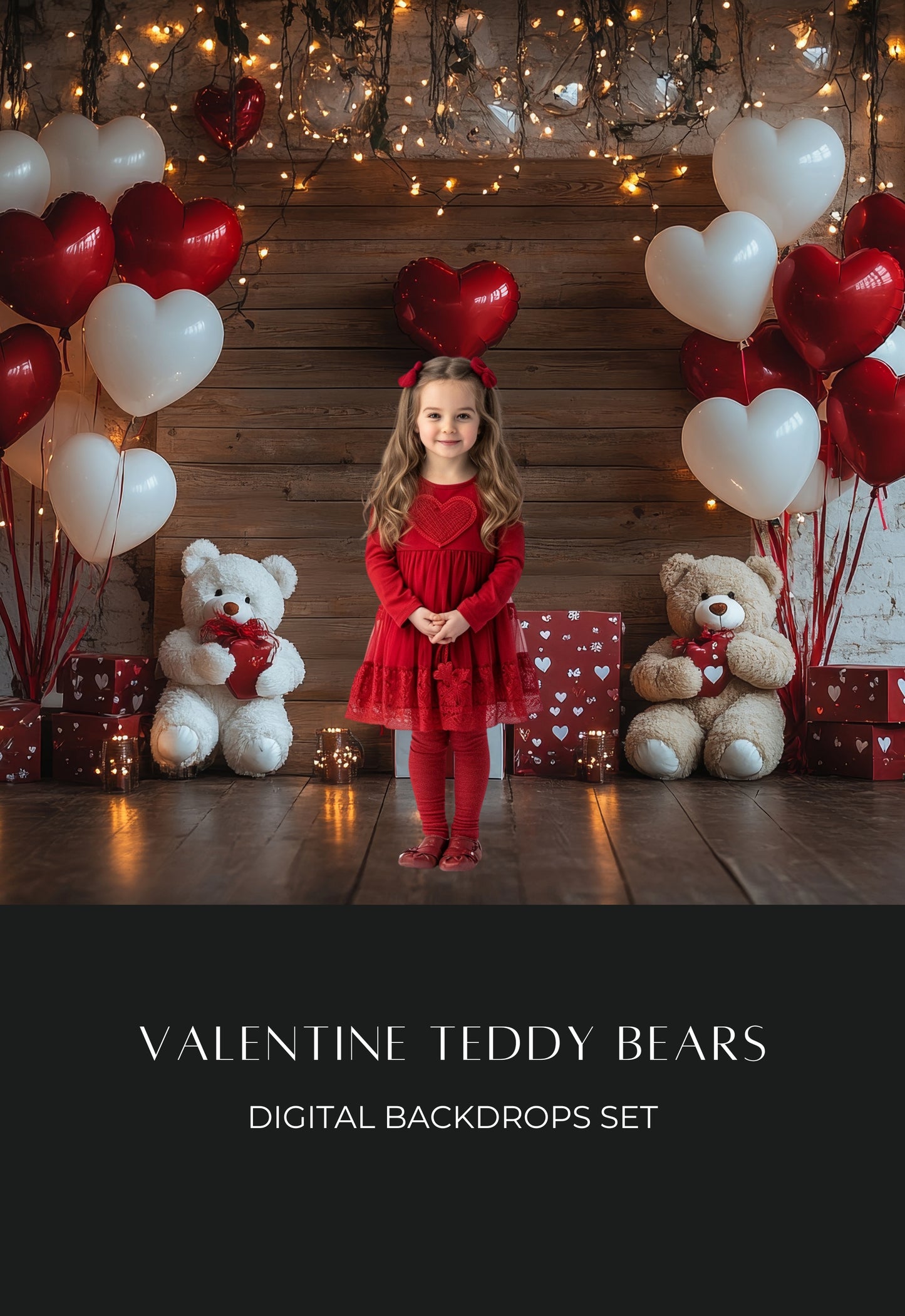 Valentine Teddy Bear Digital Backdrops