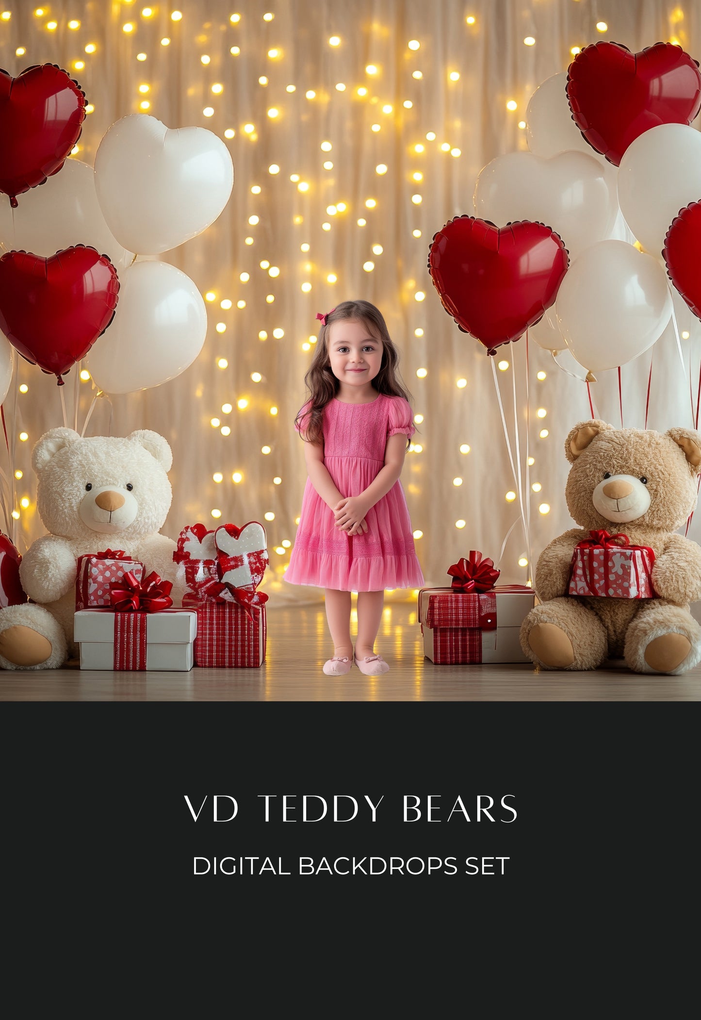 Valentine Teddy Bear Digital Backdrops