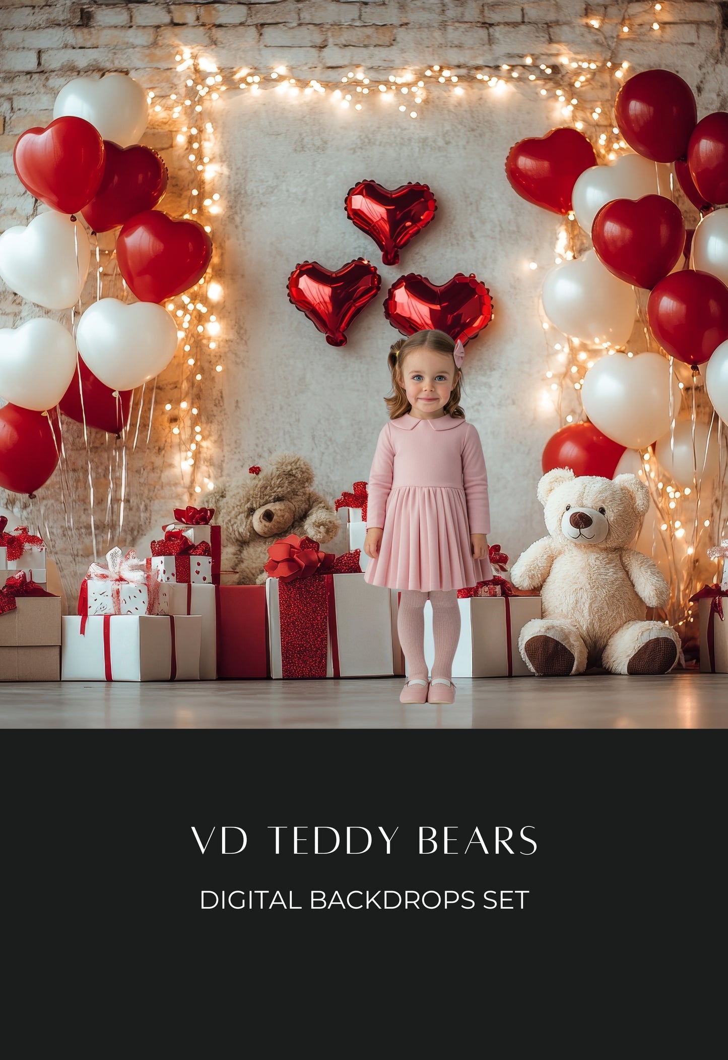 Valentine Teddy Bear Digital Backdrops