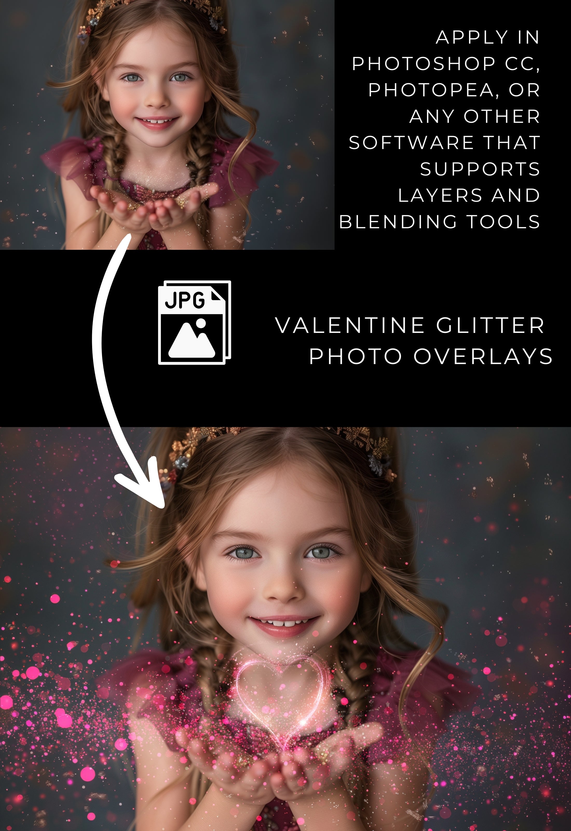 Valentine Glitter Photo Overlays