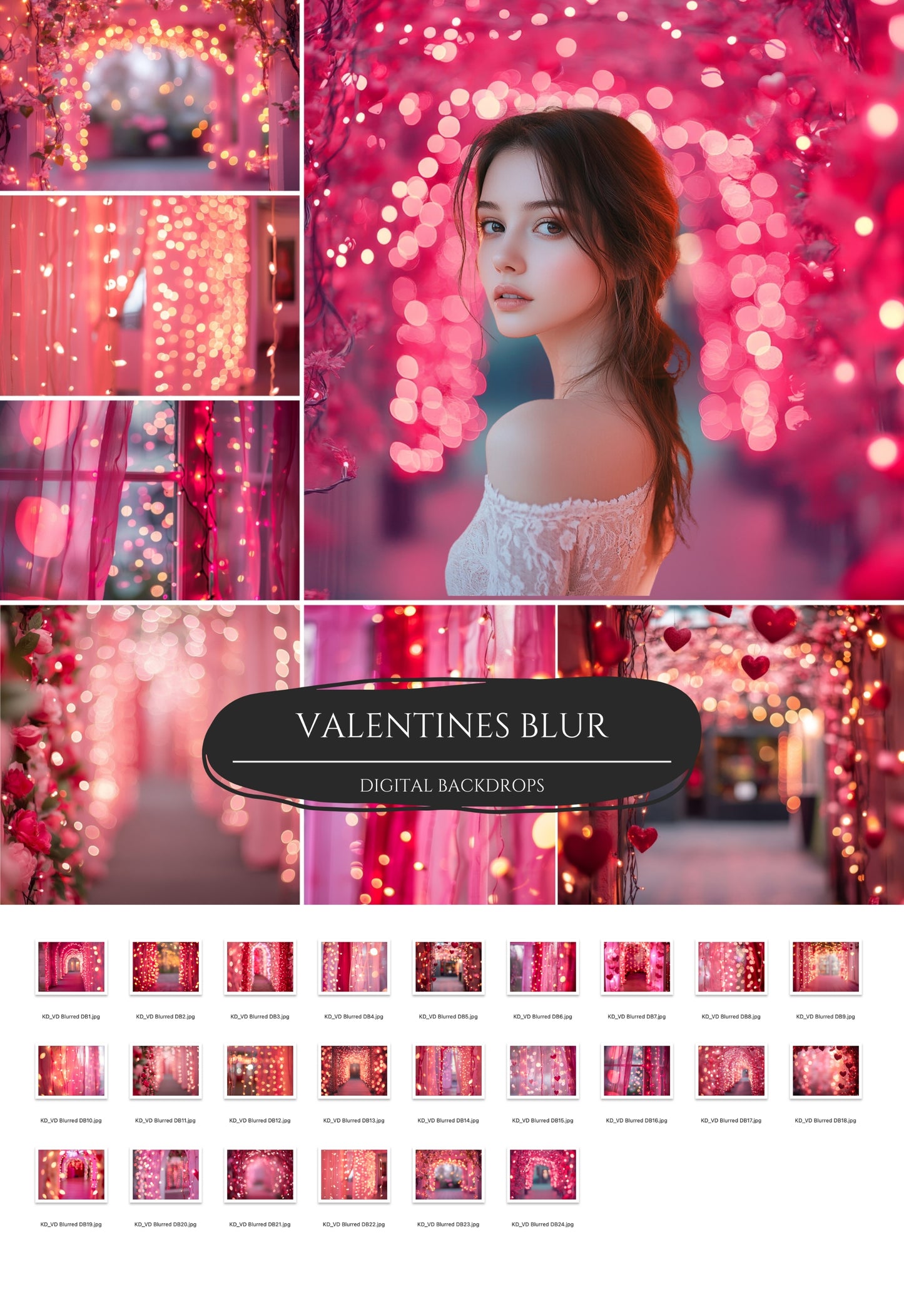 Valentine Blur Soft Bokeh Digital Backdrops