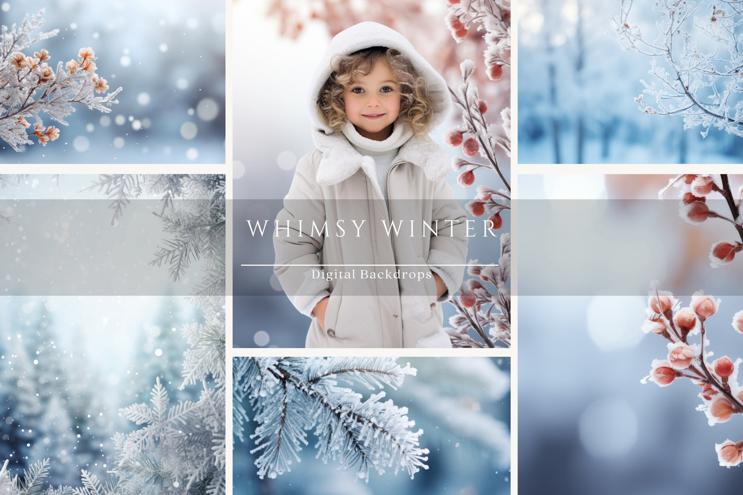 Whimsy Winter Portrait Digital Backdrops