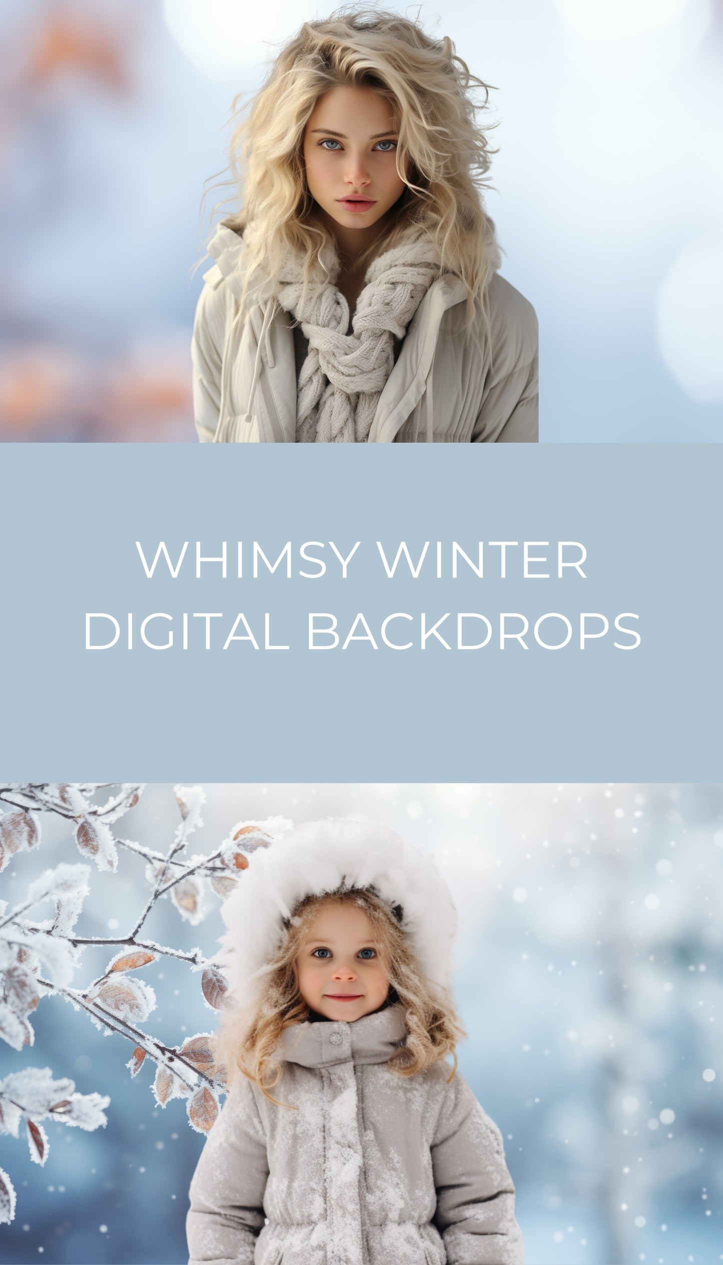 Whimsy Winter Portrait Digital Backdrops