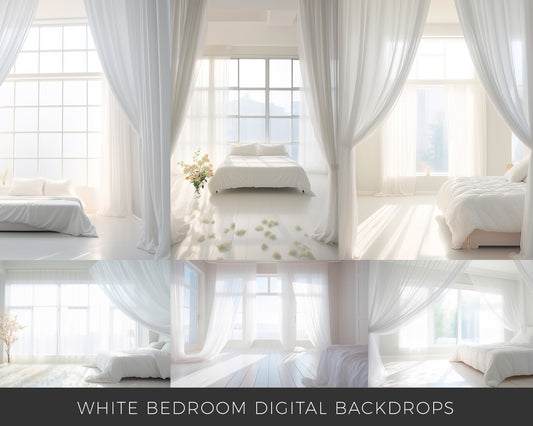 White Bedroom Digital Backdrops