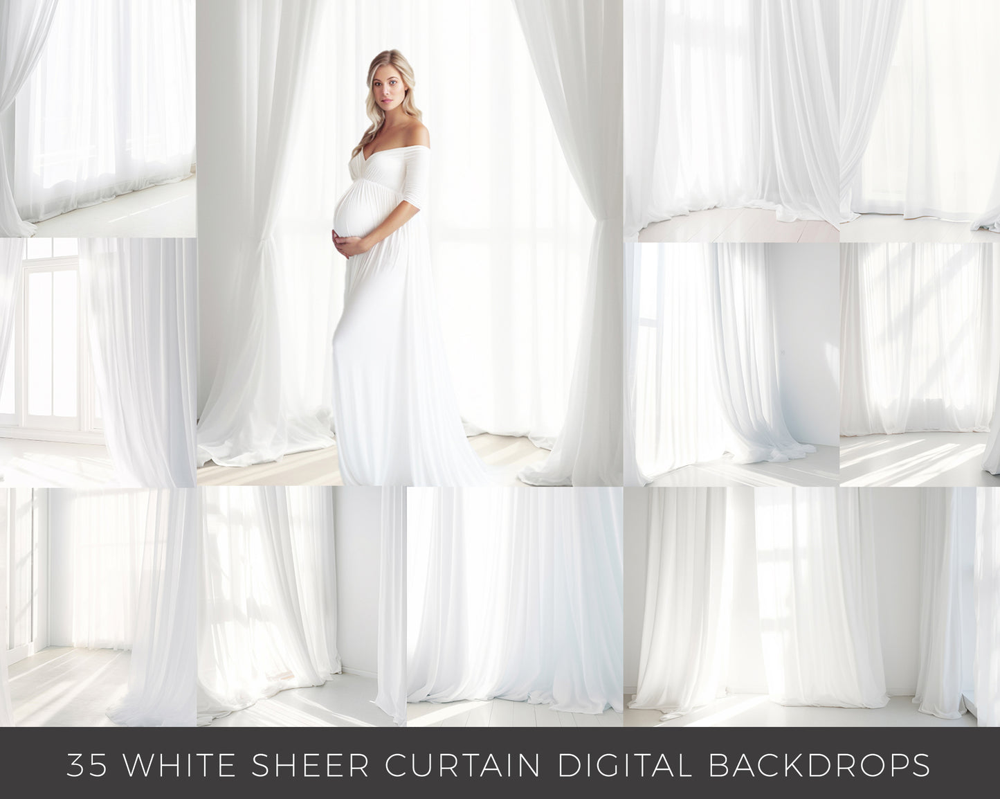 35 White Sheer Curtains Digital Backdrops