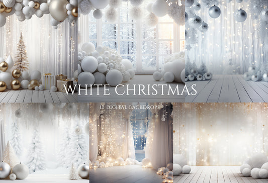 White Christmas Digital Backdrops