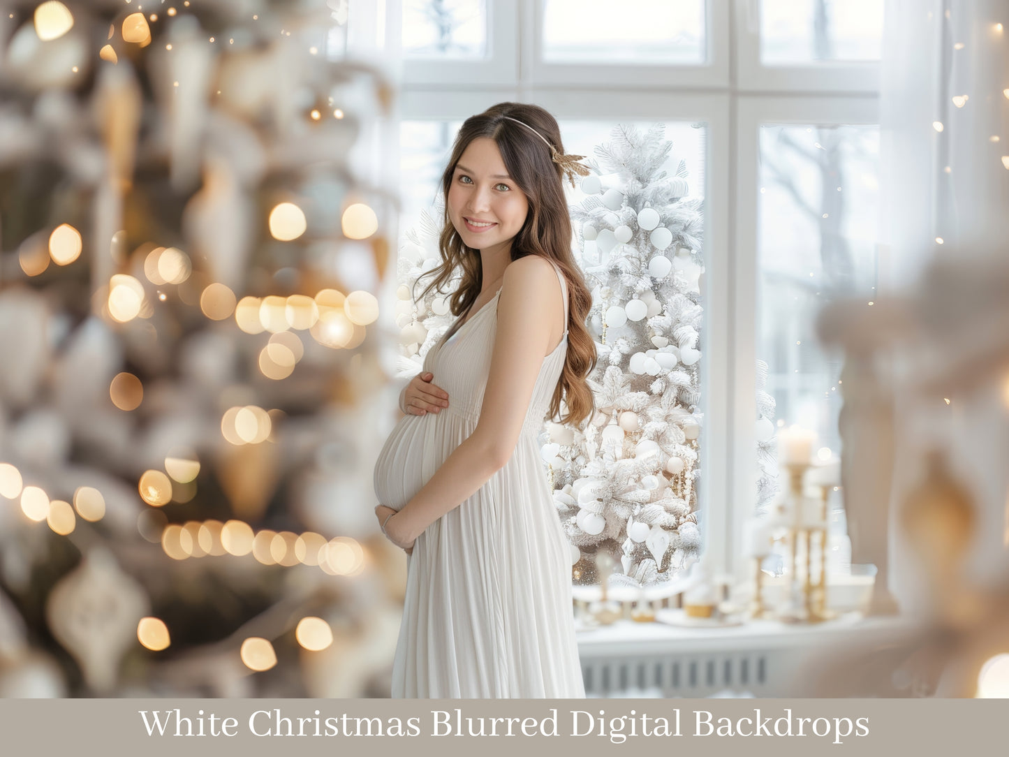 White Christmas Blurred Digital Backdrop Overlays