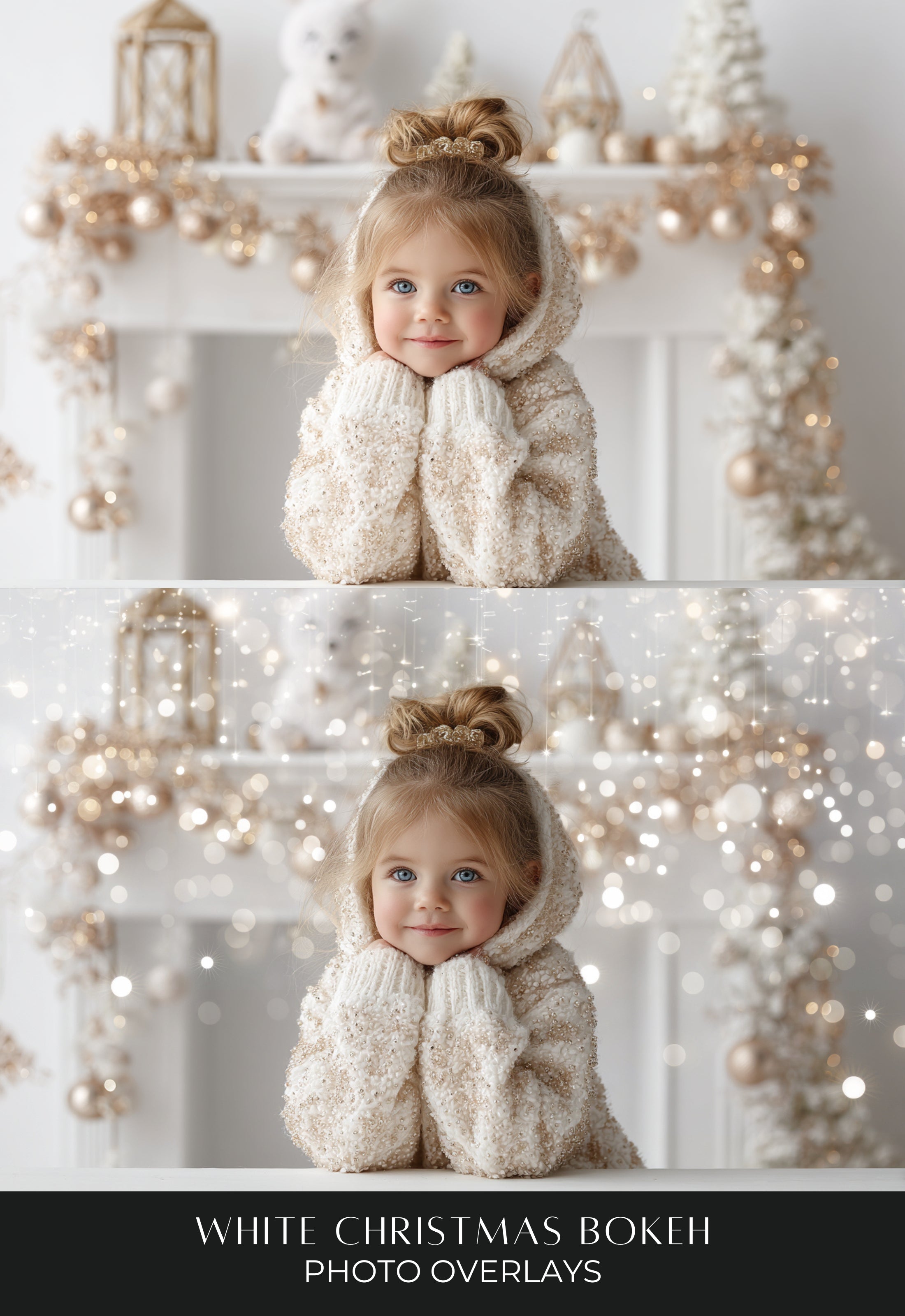 White Christmas Bokeh Photo Overlays