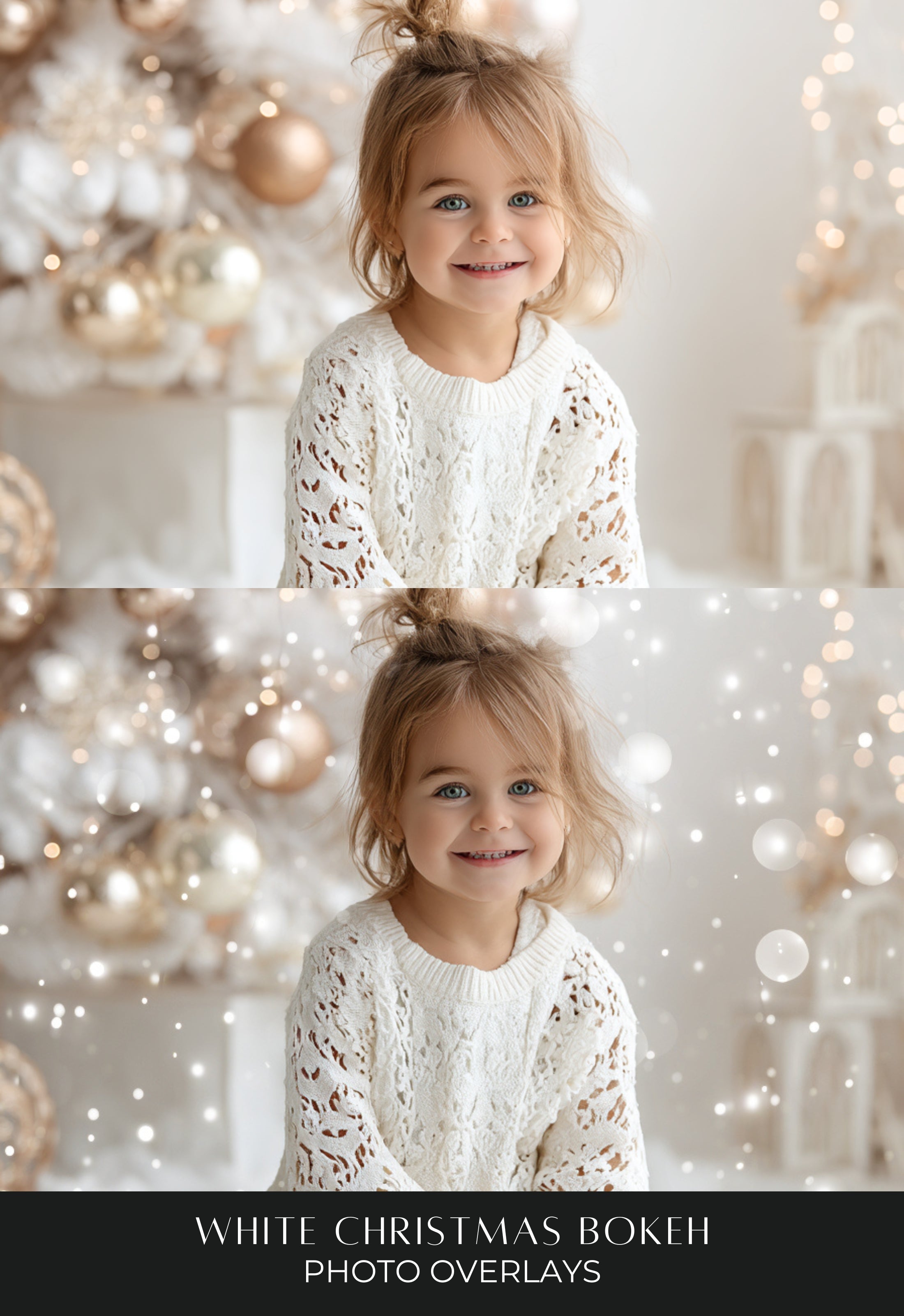 White Christmas Bokeh Photo Overlays