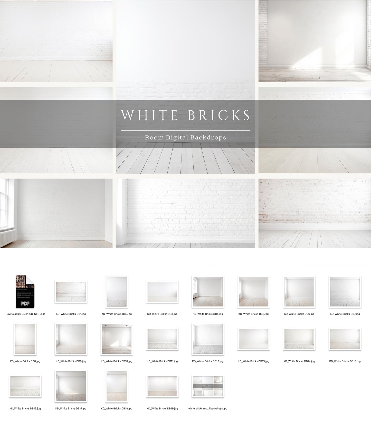White Bricks Room Digital Backdrops