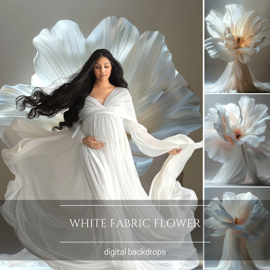White Floral Backgrounds Digital Backdrops Overlay