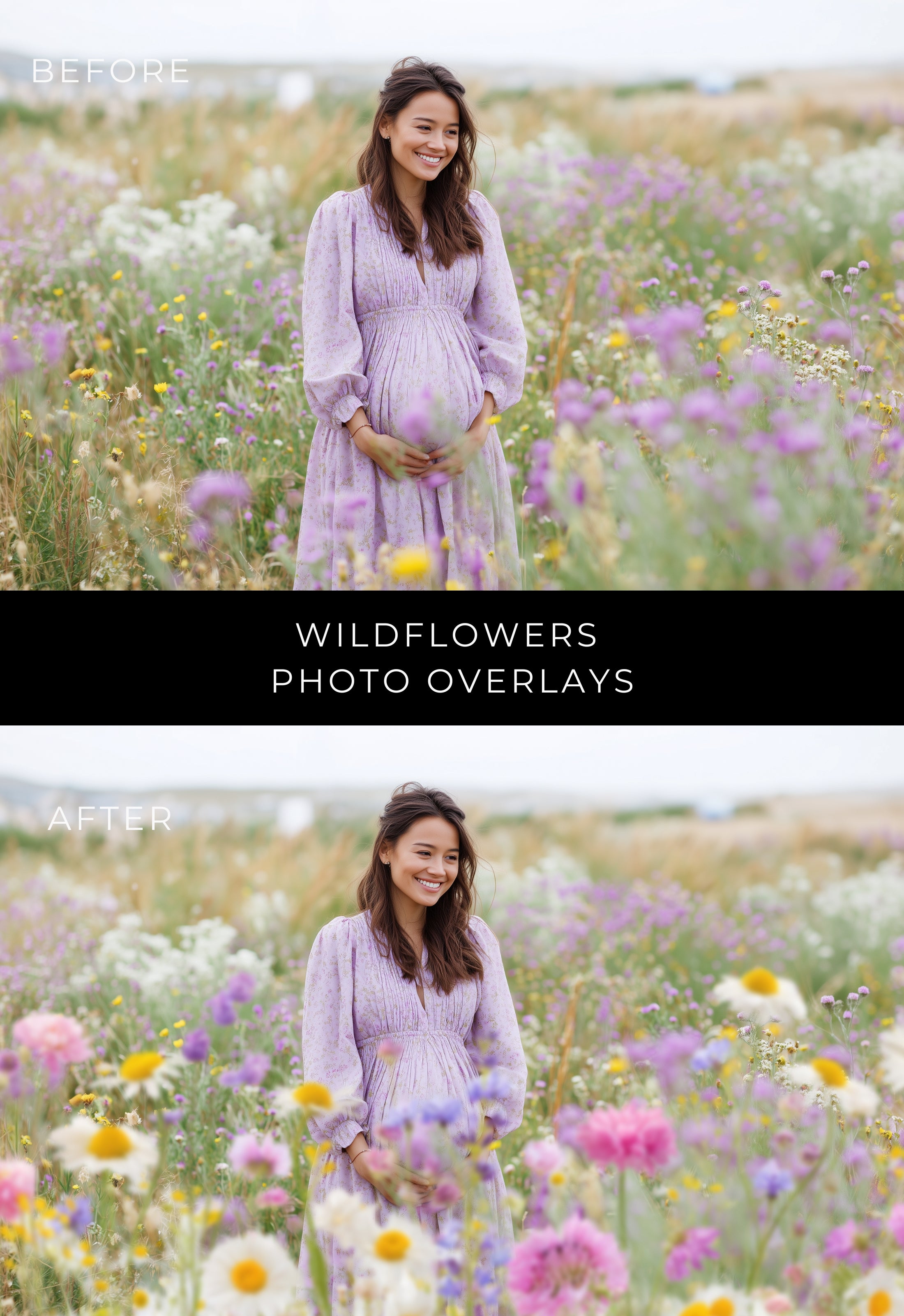 55 Wildflowers Soft Border Photo Overlays