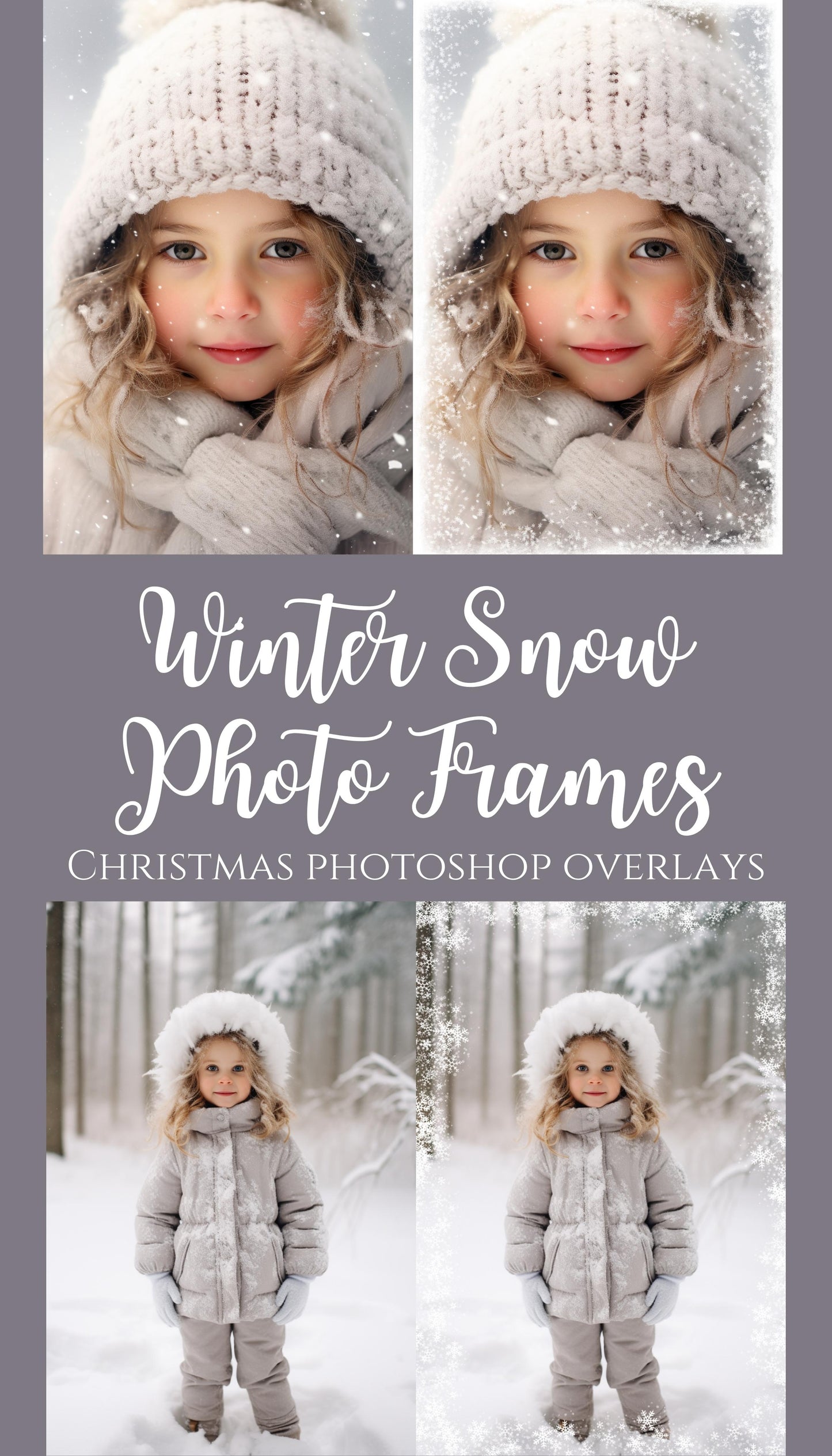 Winter Snow Photo Frame Overlays