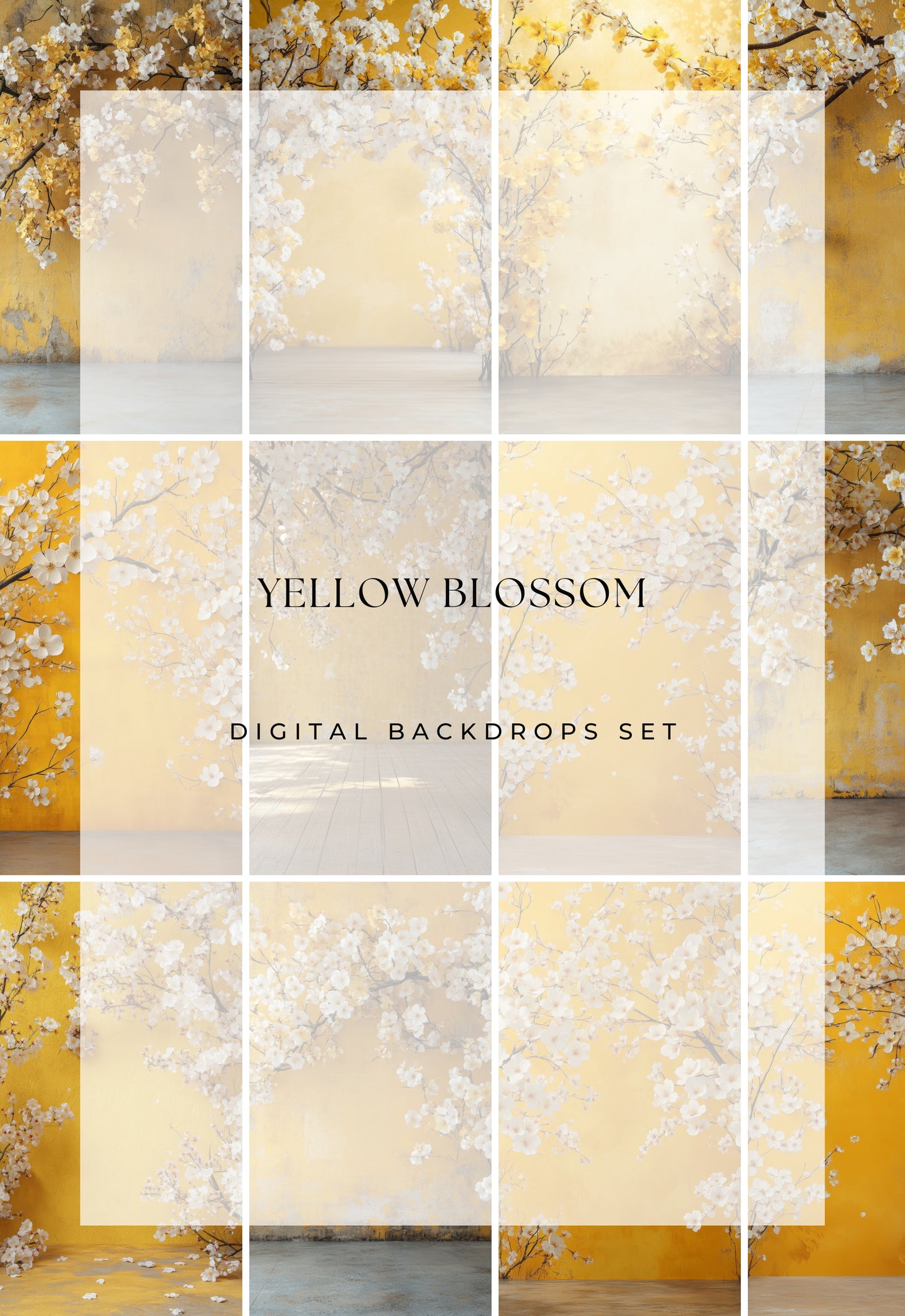 Yellow Blossom Floral Digital Backdrops