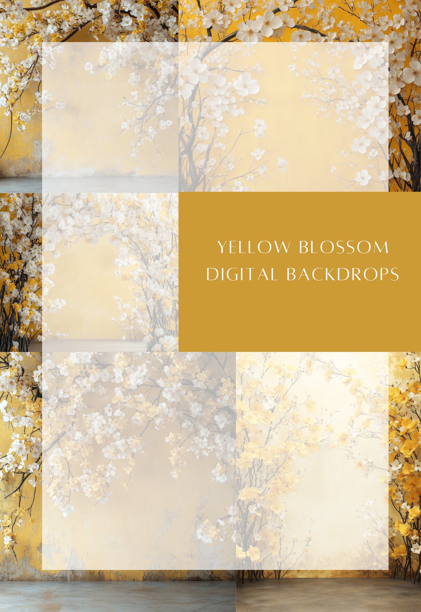 Yellow Blossom Floral Digital Backdrops