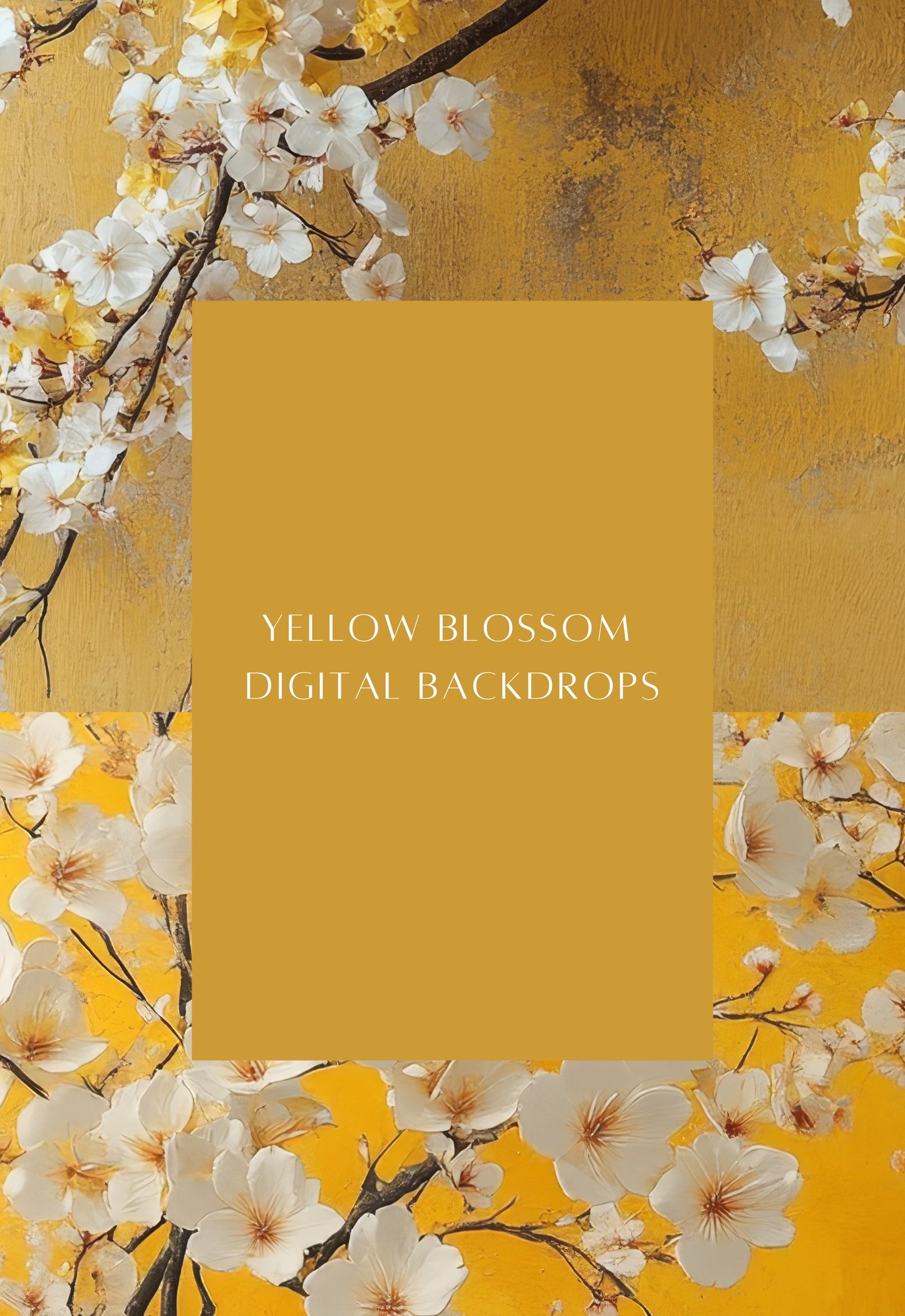 Yellow Blossom Floral Digital Backdrops