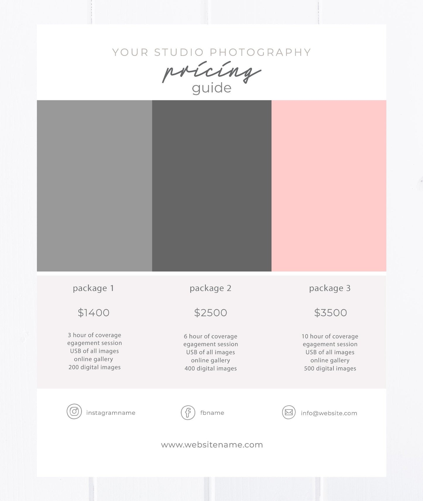 Pricing Guide Template for Wedding Photographers