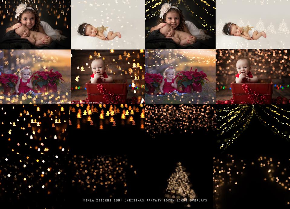 100+ Christmas Fantasy Bokeh Overlays - Photoshop Overlays, Digital Backgrounds and Lightroom Presets