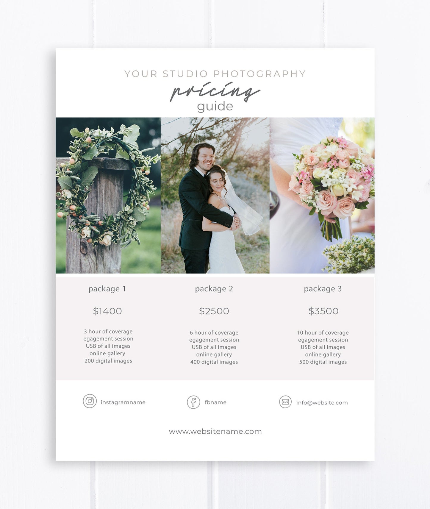 Pricing Guide Template for Wedding Photographers