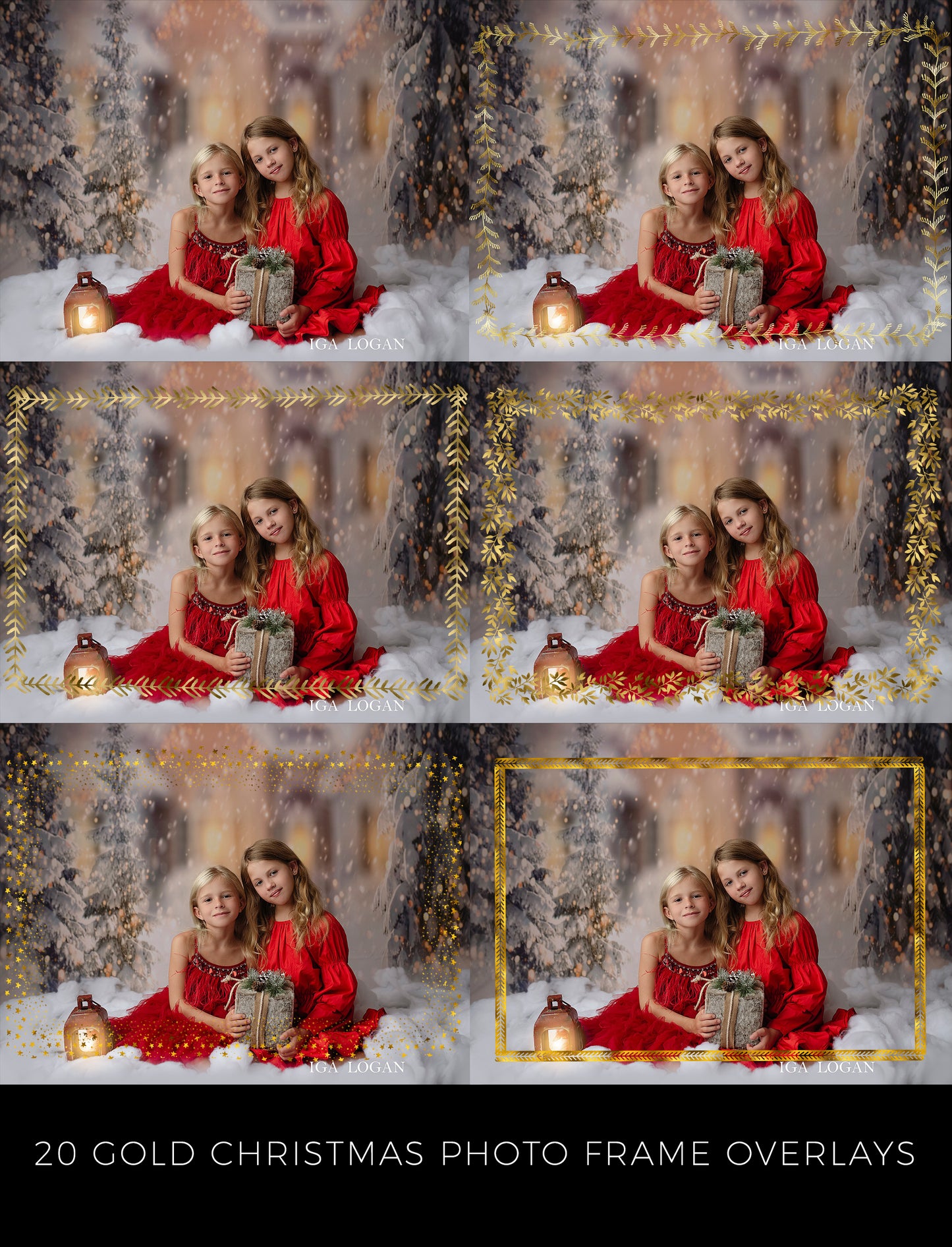 Gold Christmas Photo Frame Overlays