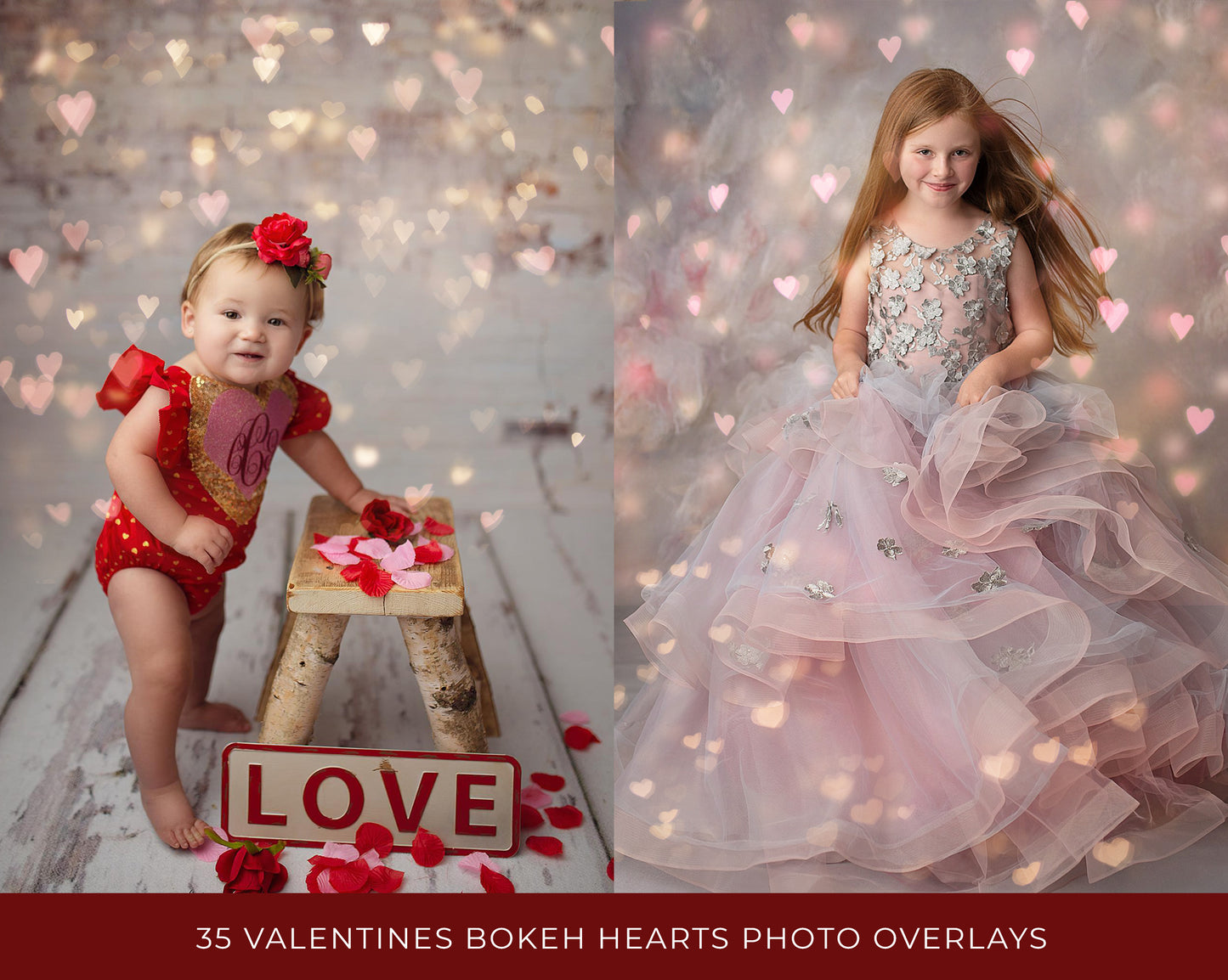 35 Valentines Heart Bokeh Photo Overlays