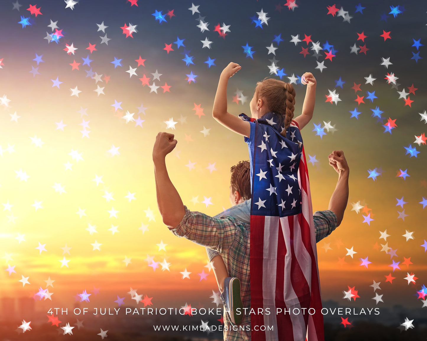 4th of July Patriotic Bokeh Stars Photoshop Overlays - Photoshop Overlays, Digital Backgrounds and Lightroom Presets