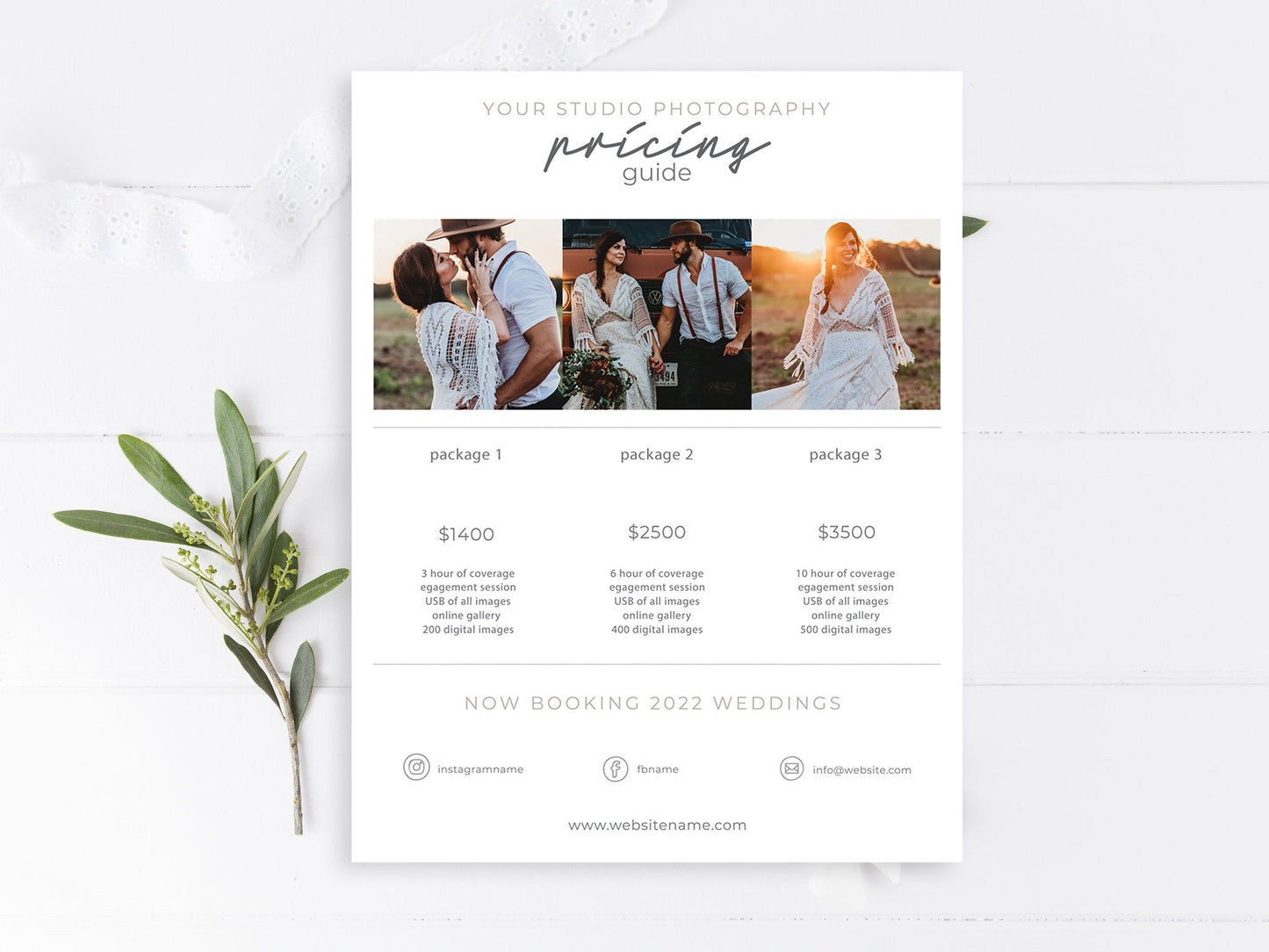 Photography Pricing Template