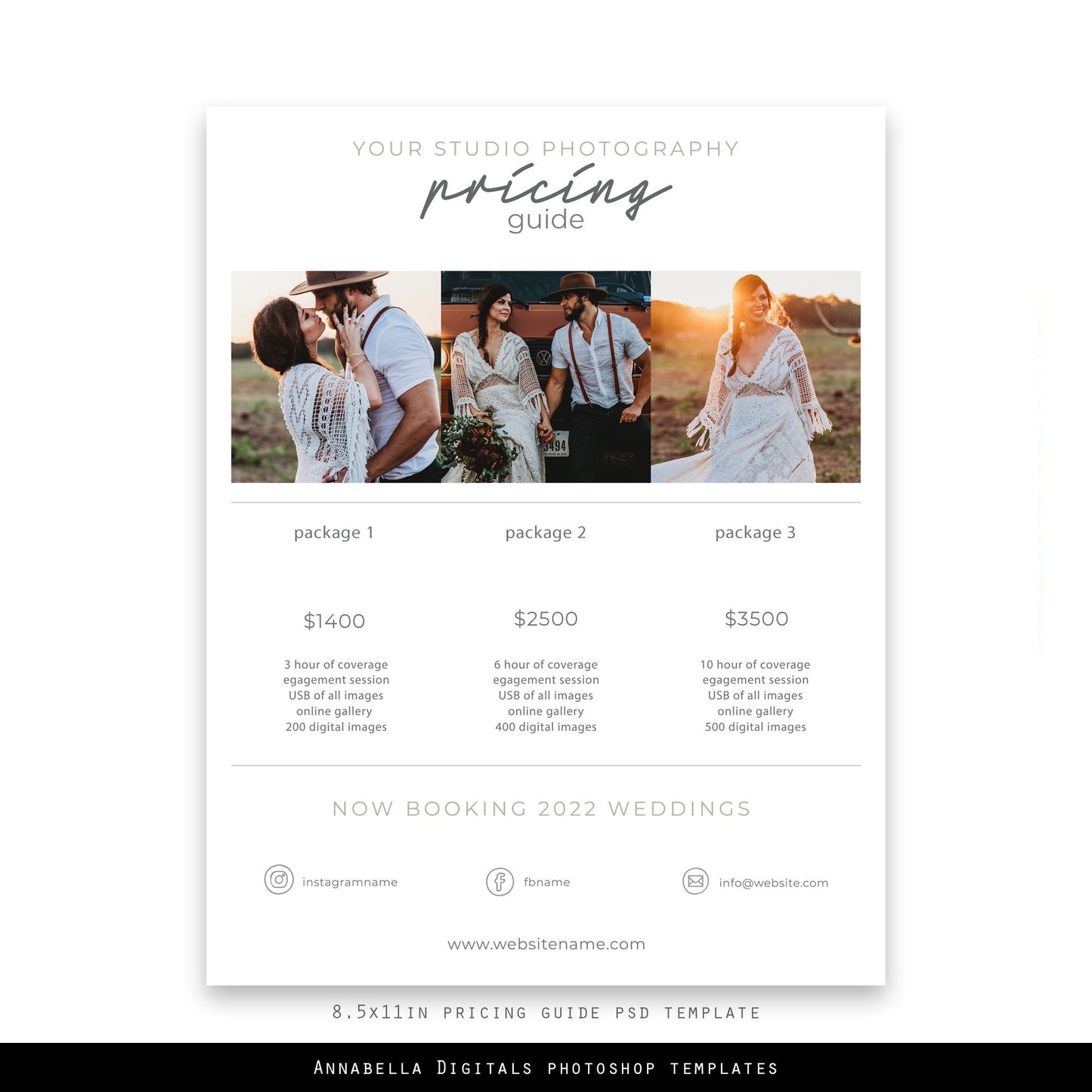 Photography Pricing Template