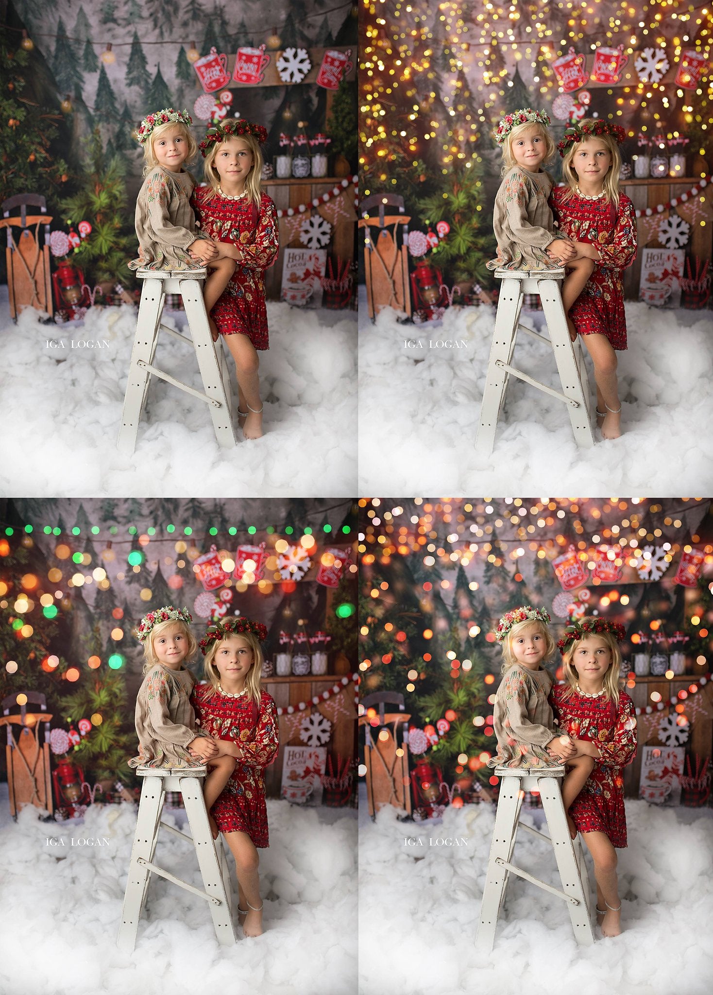 All the Colors of Christmas Bokeh Light Overlays - Photoshop Overlays, Digital Backgrounds and Lightroom Presets