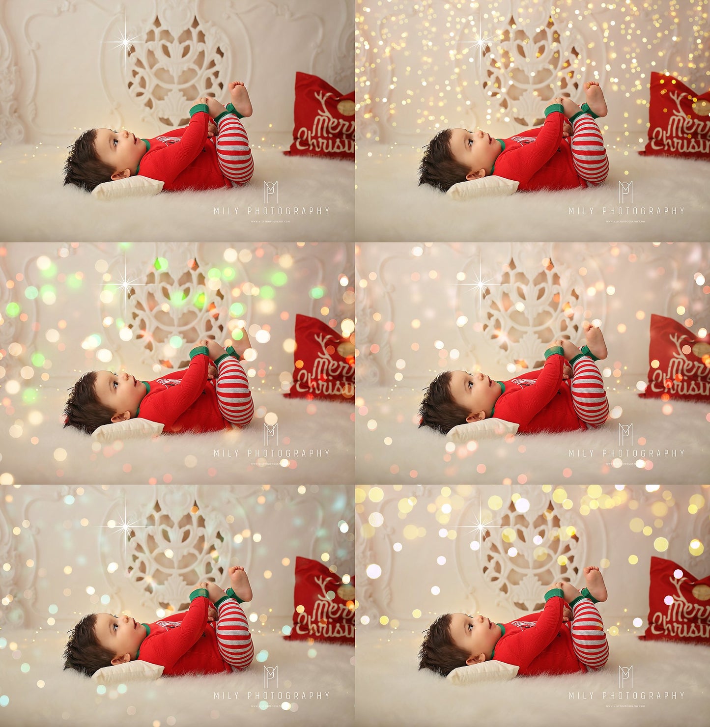 All the Colors of Christmas Bokeh Light Overlays - Photoshop Overlays, Digital Backgrounds and Lightroom Presets