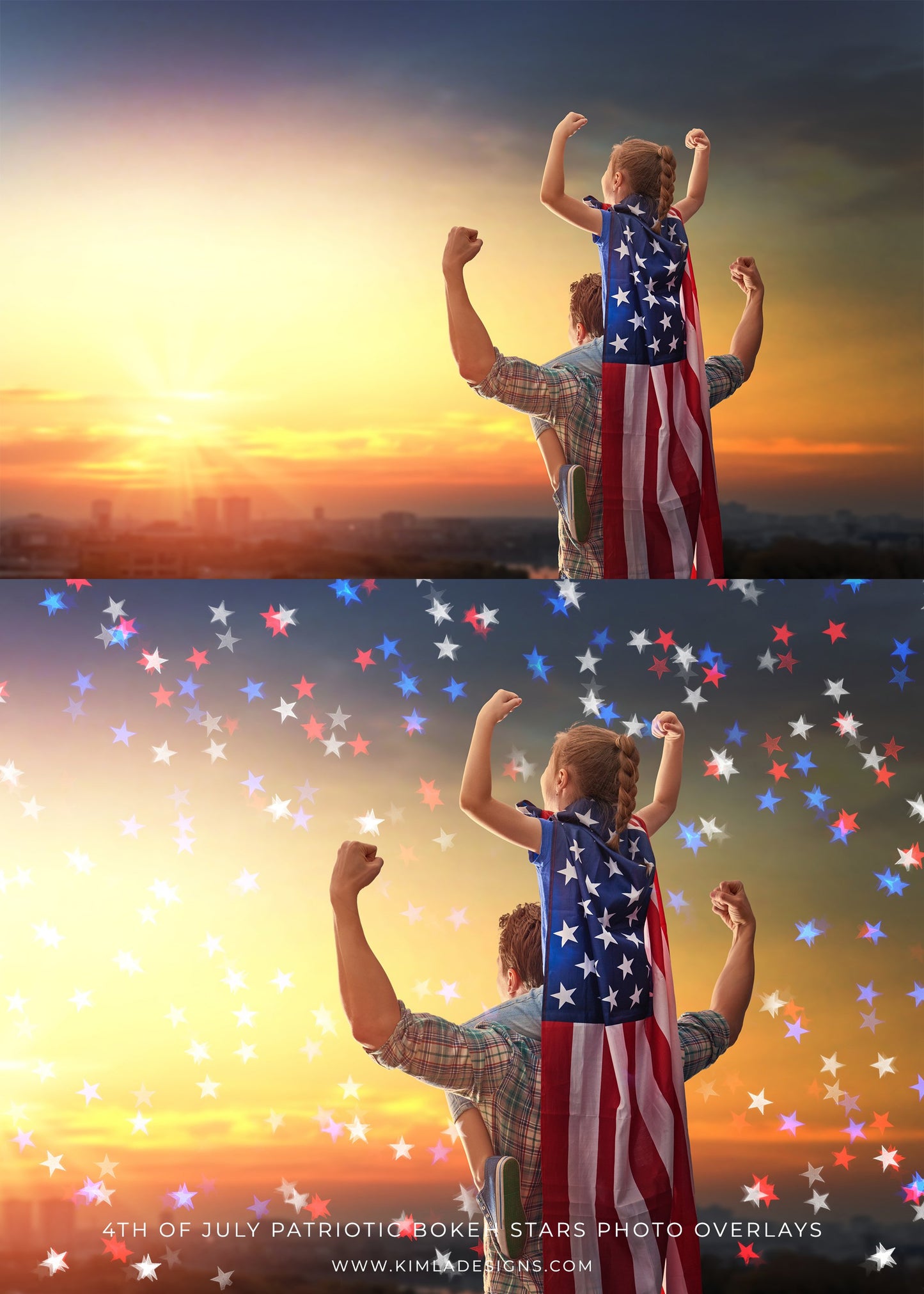 4th of July Patriotic Bokeh Stars Photoshop Overlays - Photoshop Overlays, Digital Backgrounds and Lightroom Presets