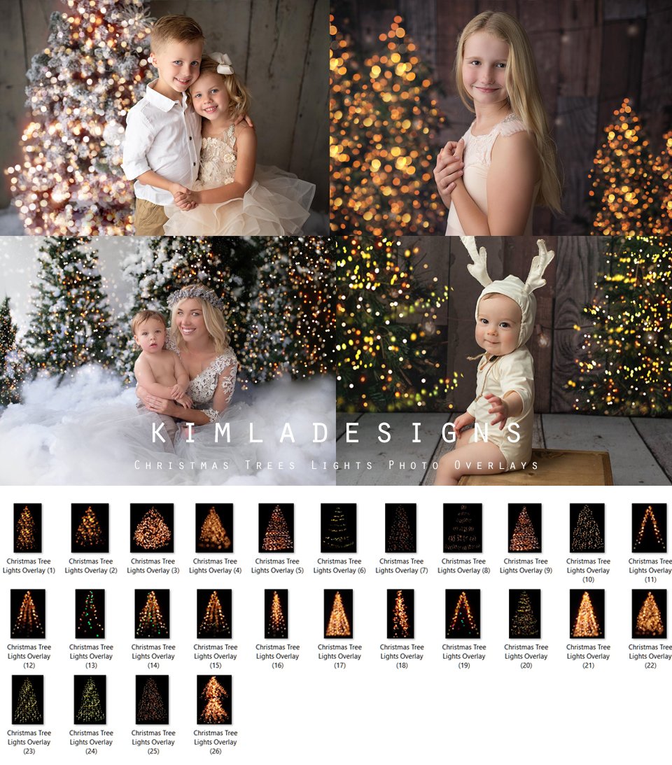 Christmas Tree Lights Bokeh Overlays - Photoshop Overlays, Digital Backgrounds and Lightroom Presets