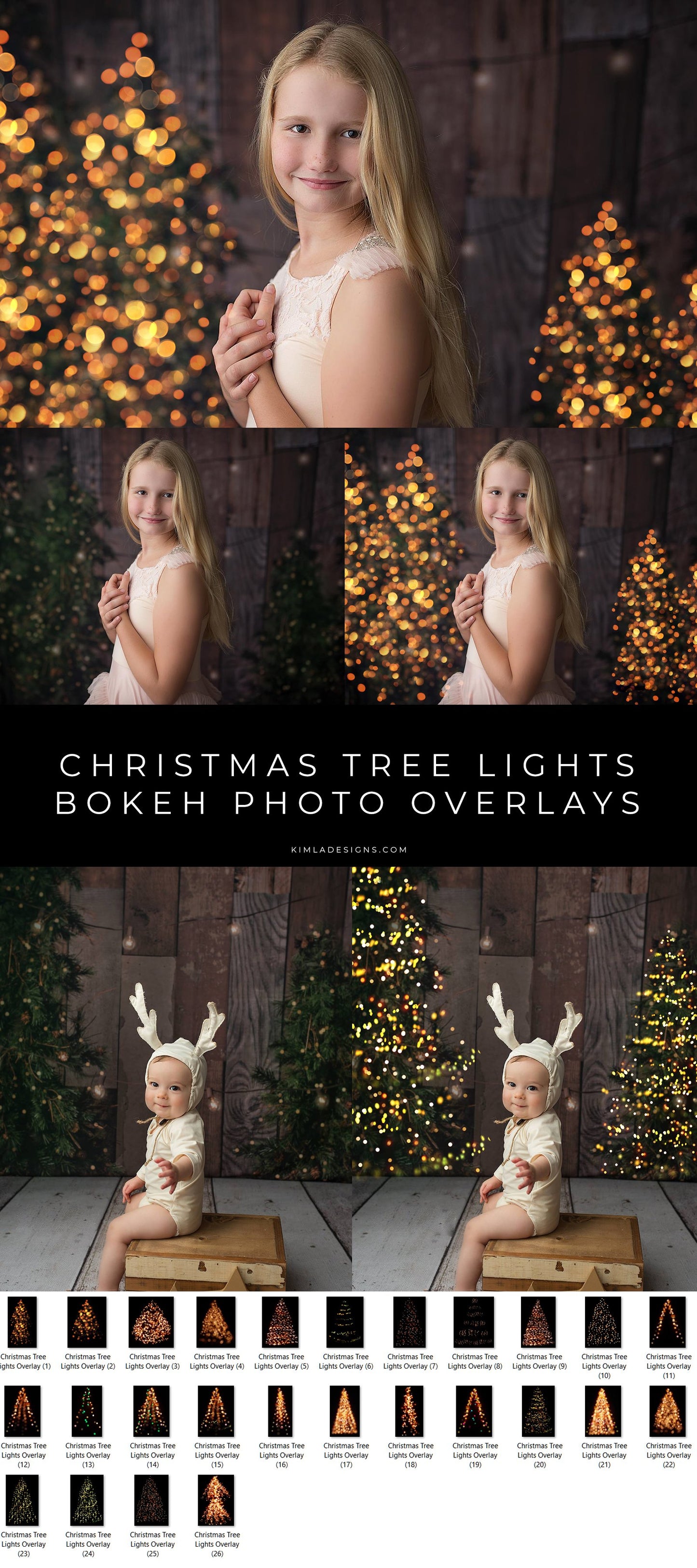 Christmas Tree Lights Bokeh Overlays - Photoshop Overlays, Digital Backgrounds and Lightroom Presets