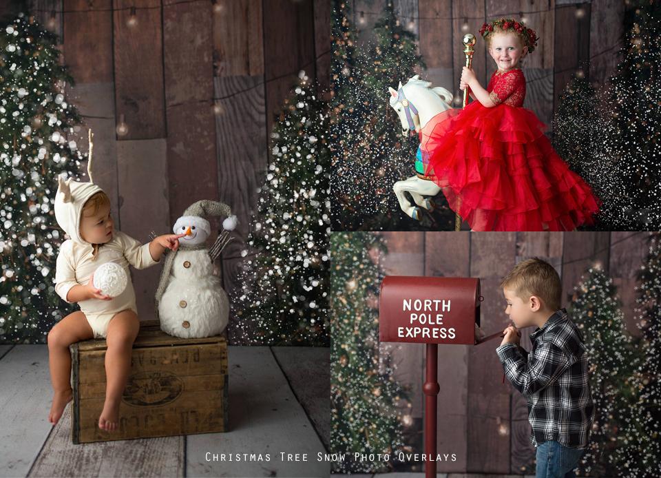 Christmas Tree Snow Overlays - Photoshop Overlays, Digital Backgrounds and Lightroom Presets