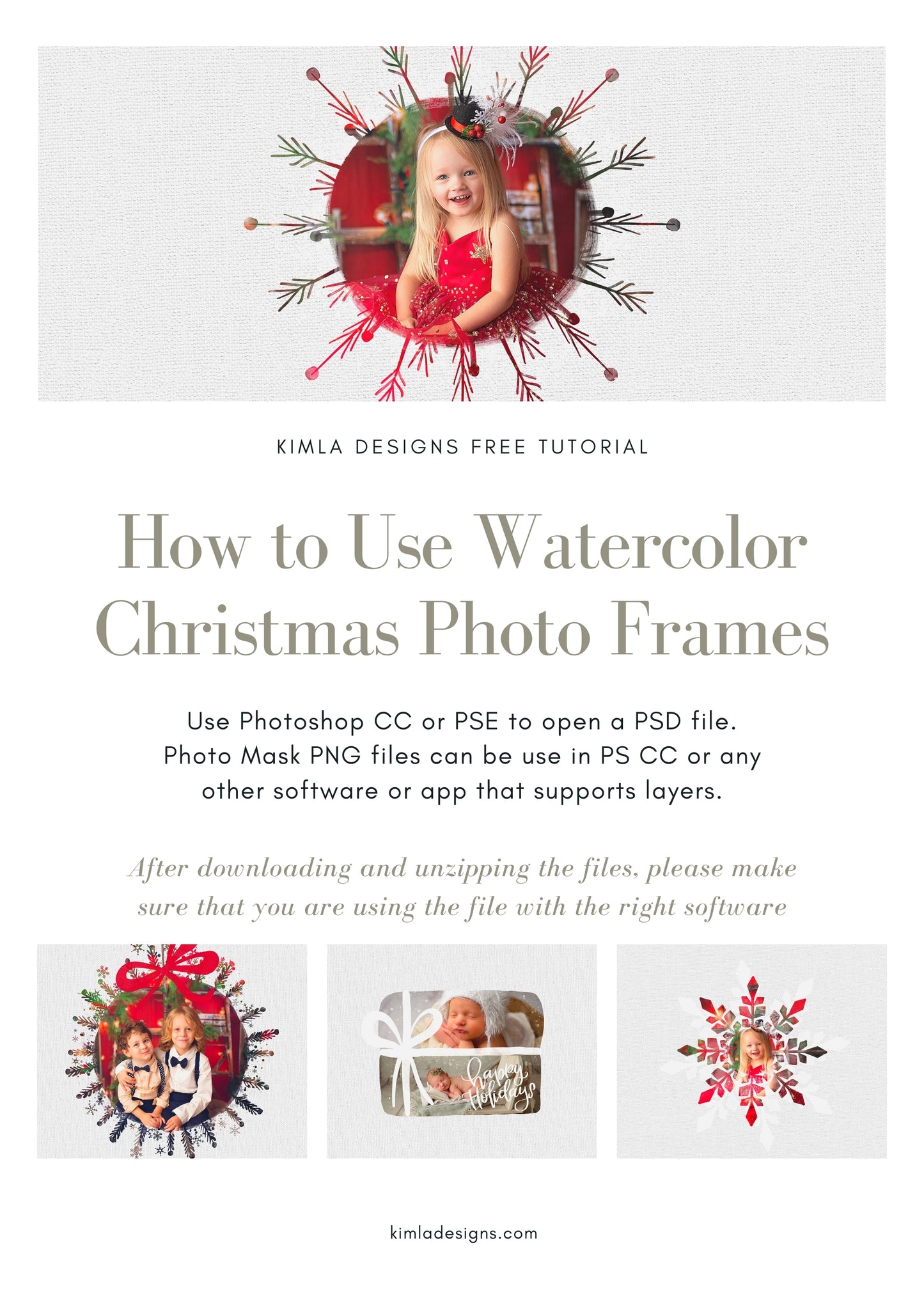Christmas Snowflake Watercolor Frame 01