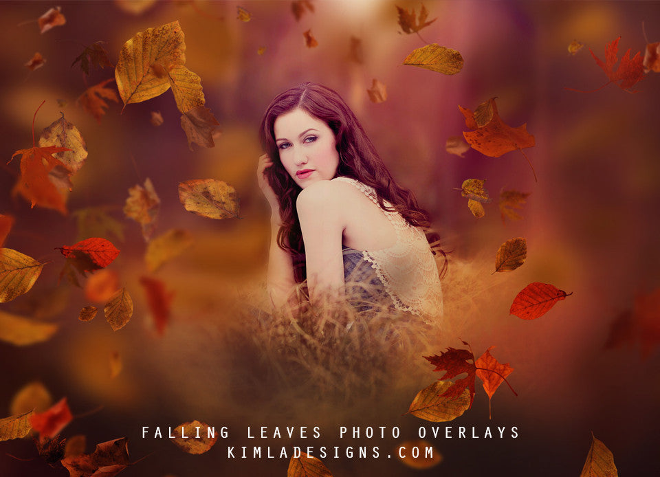 Falling Leaves Photo Overlays - Photoshop Overlays, Digital Backgrounds and Lightroom Presets