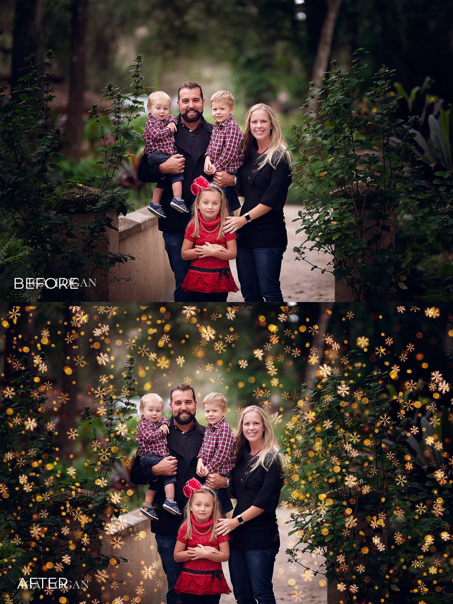 Little Snowflake Christmas Golden Bokeh Photo Overlays - Photoshop Overlays, Digital Backgrounds and Lightroom Presets